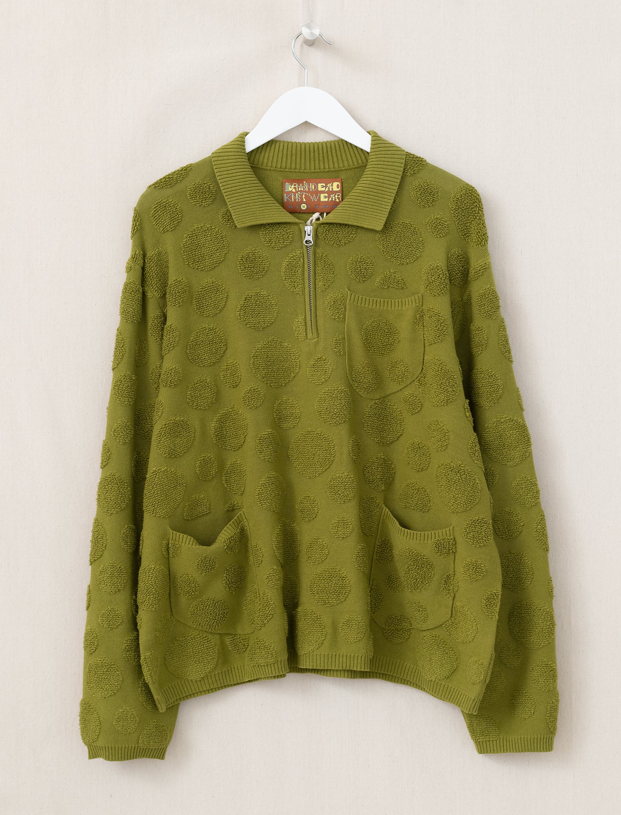 Dot Half Zip Sweater (Moss)