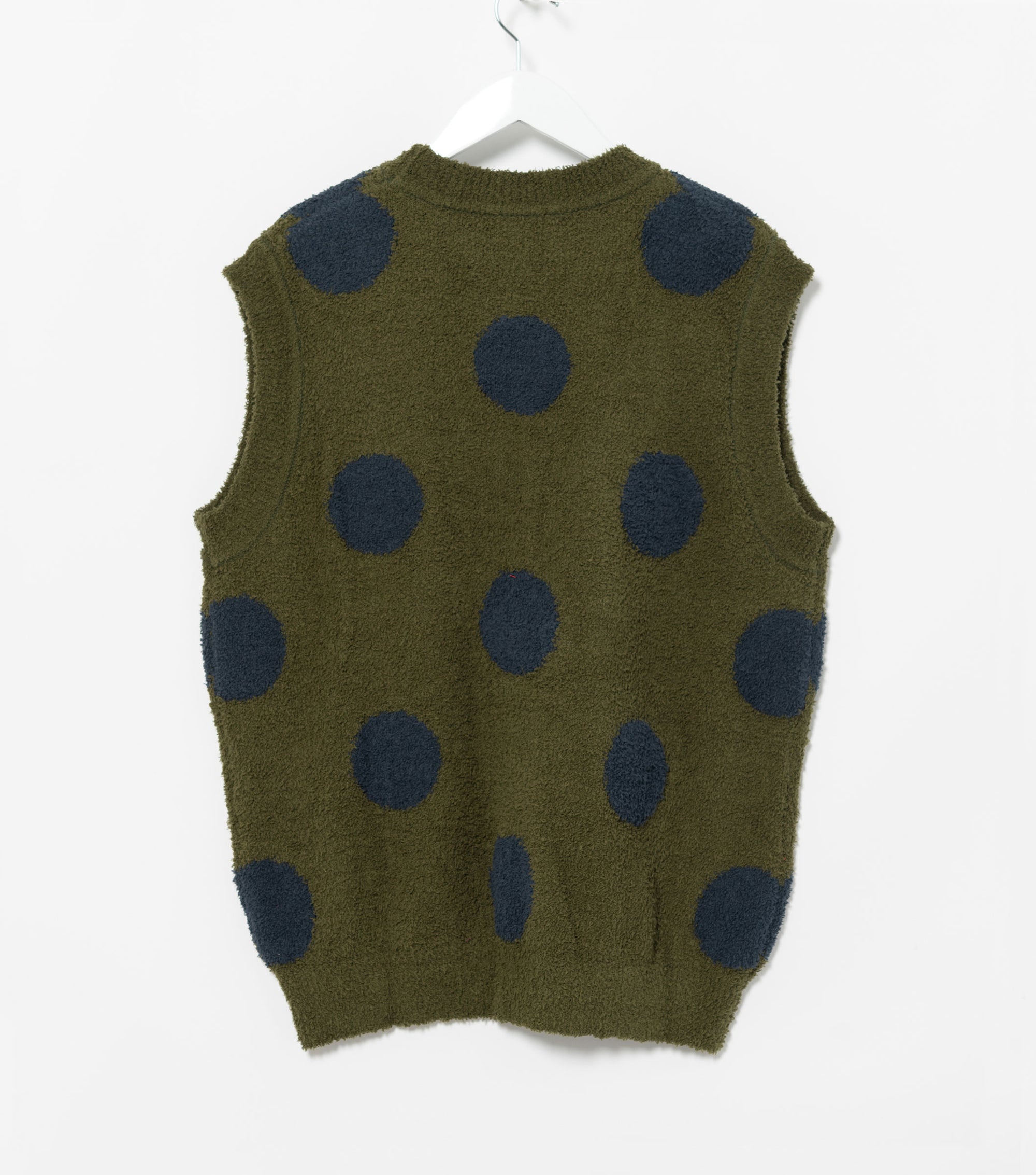Teddy Fur Dot Knit Vest (Olive)