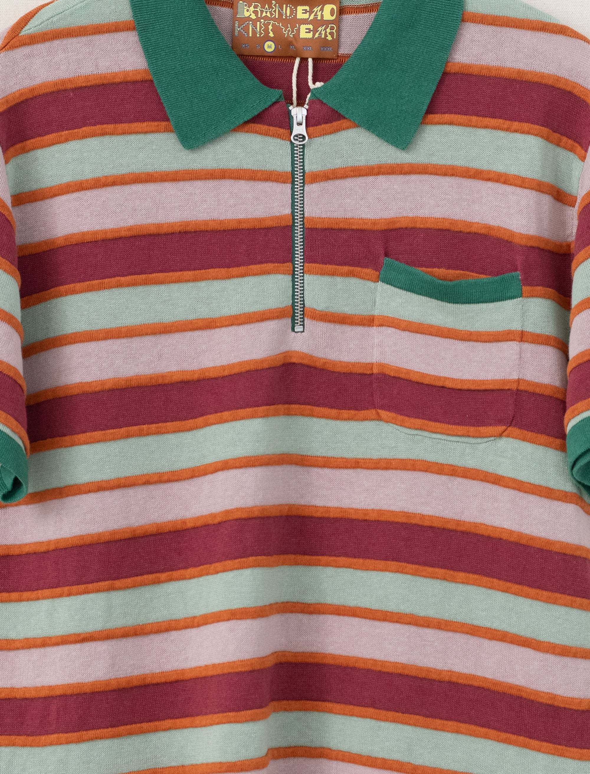 Lifted Stripe Half Zip Shirt (Red Multi)