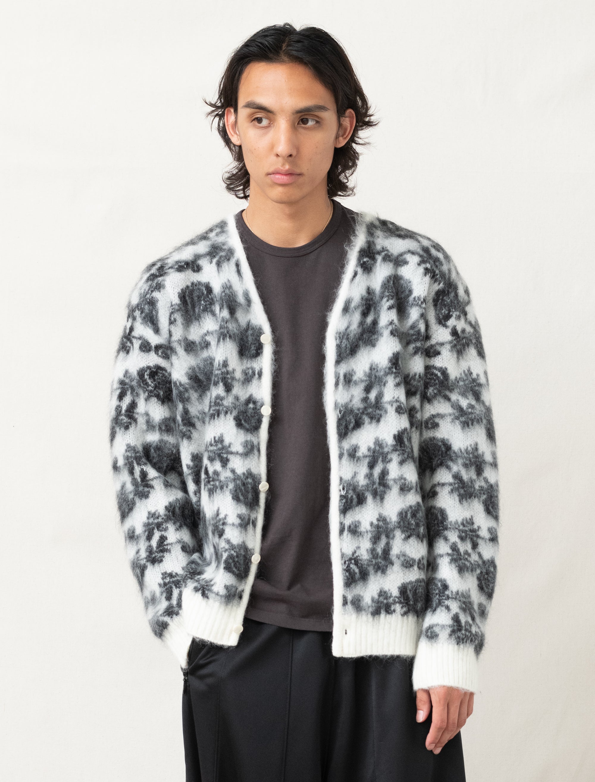 Needles Mohair Rose Cardigan (Ice White)