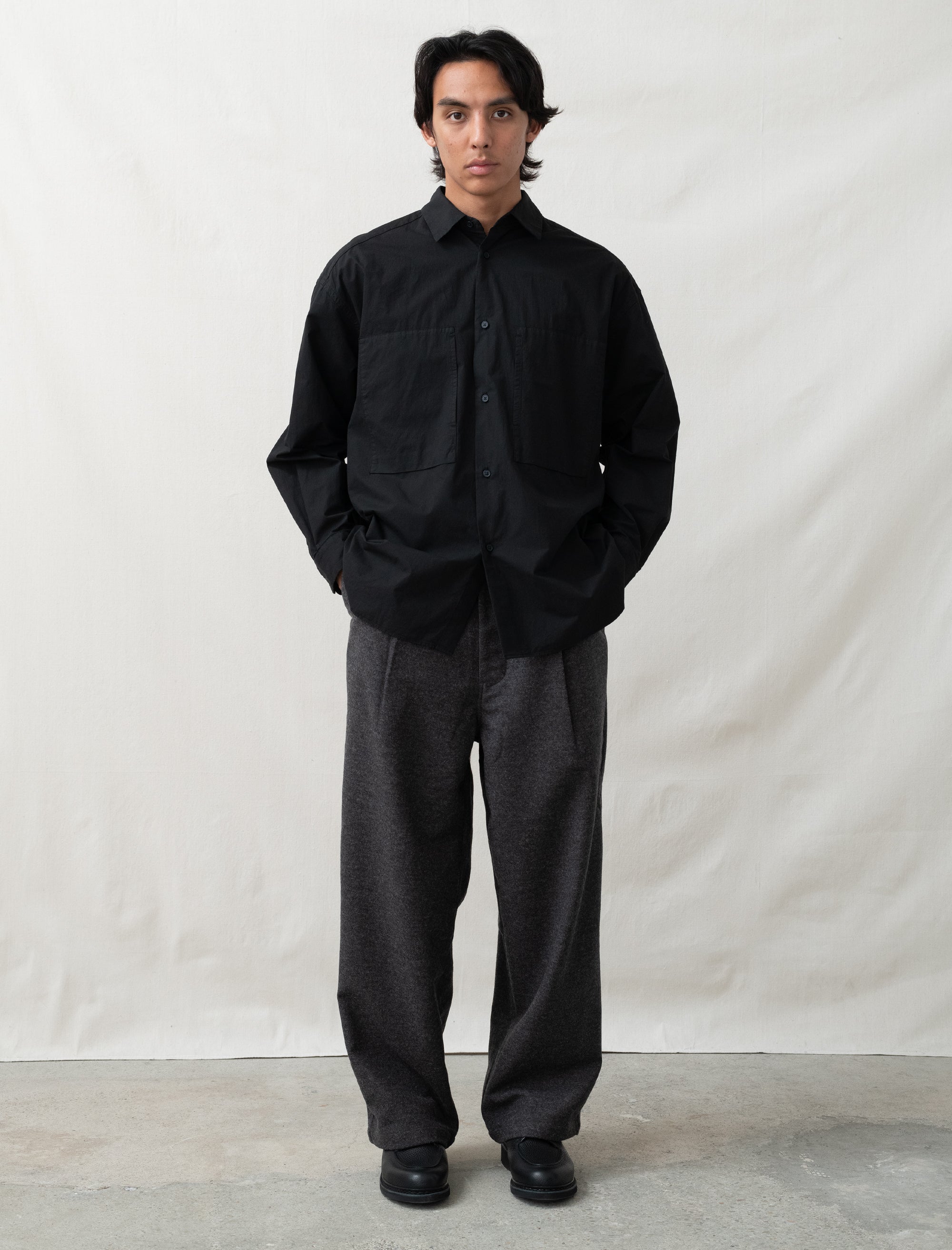  - Garment-Dye Over Shirt (Ink Black) - Bows and Arrows