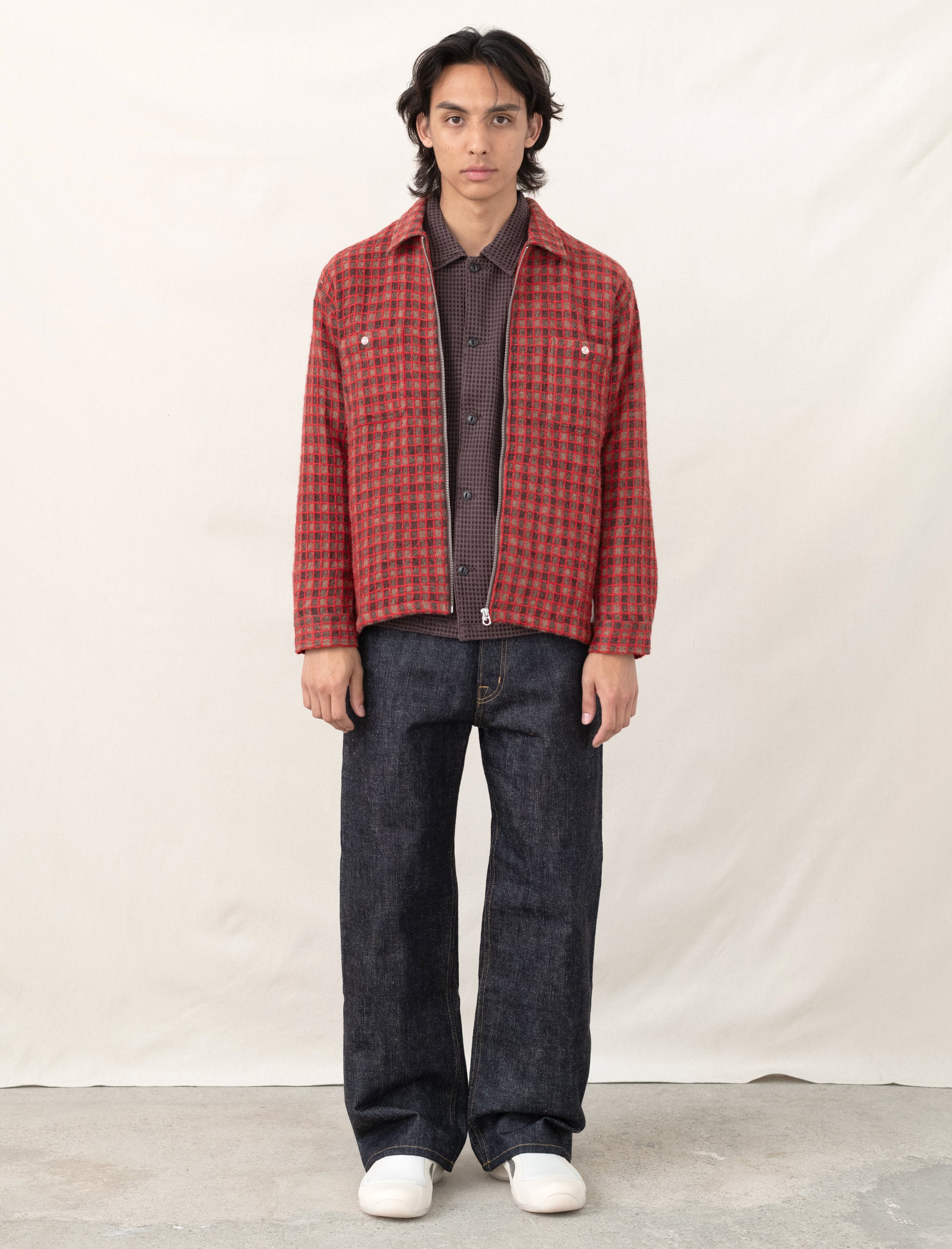 Check Mate Flannel Zip Shirt (Brown)