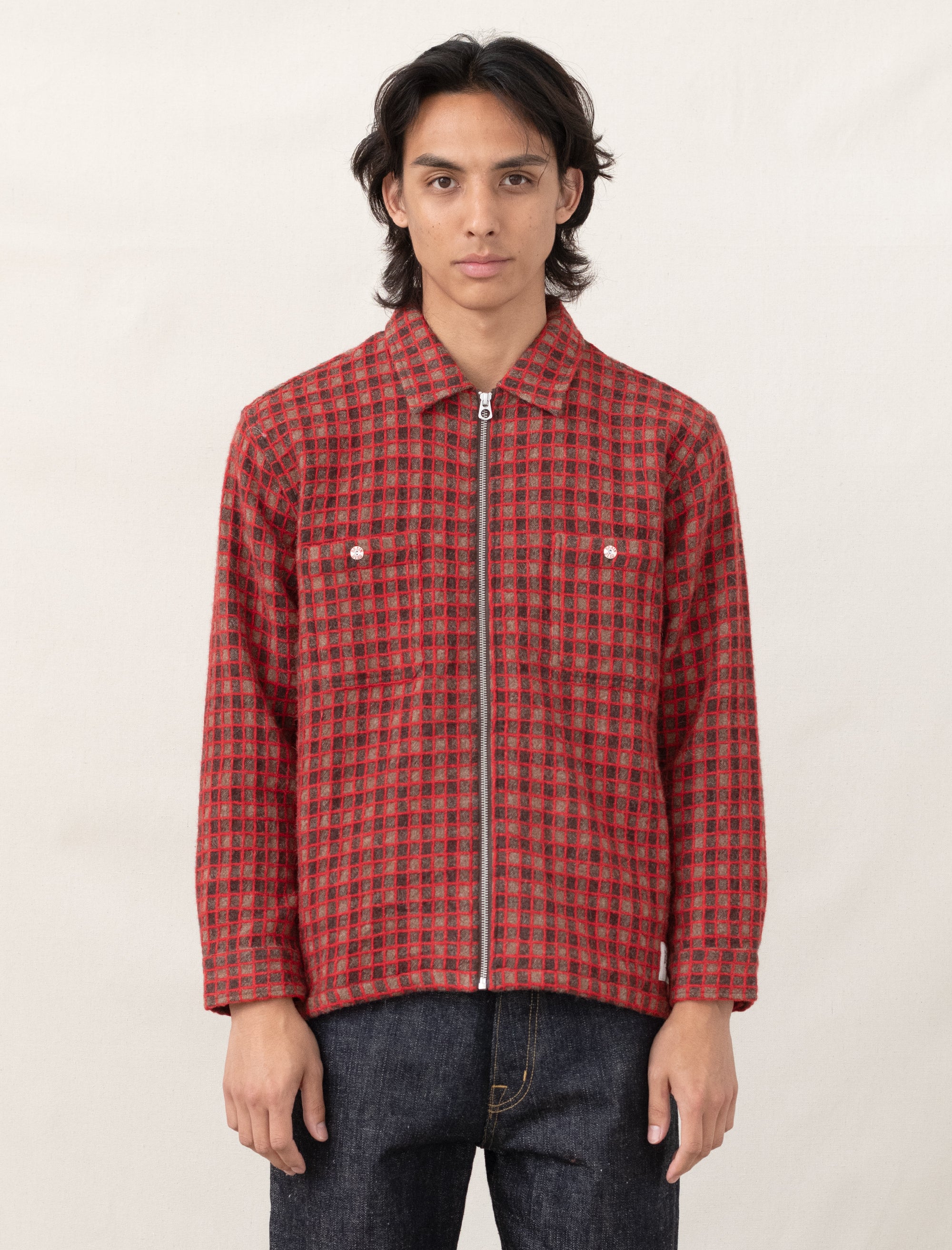 Check Mate Flannel Zip Shirt (Brown)