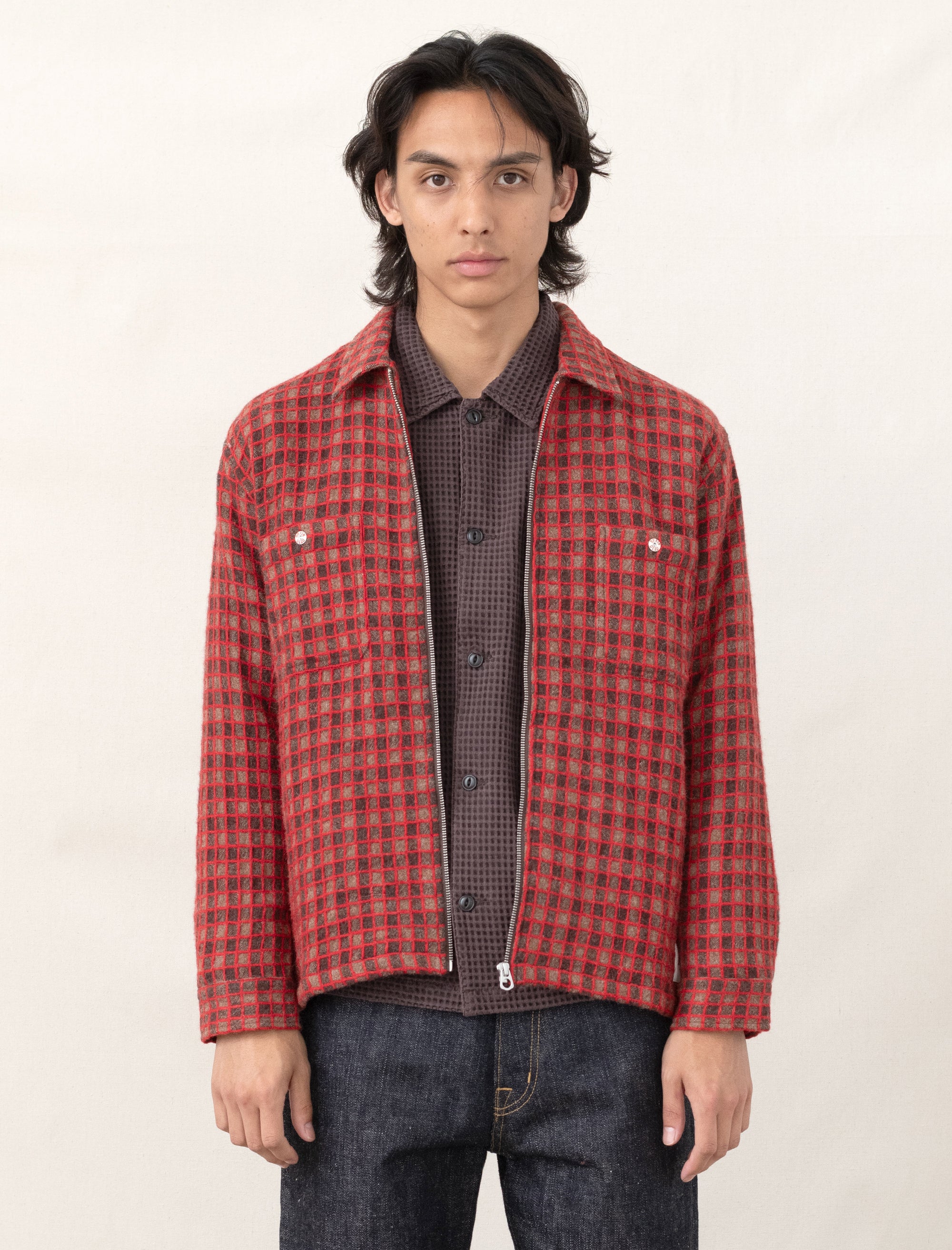 Check Mate Flannel Zip Shirt (Brown)