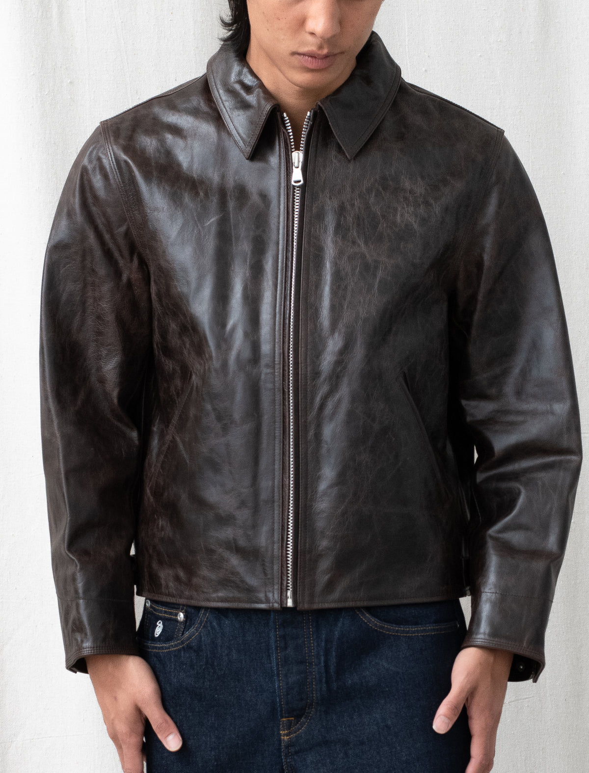 Garage Jacket Leather (Dark Brown)