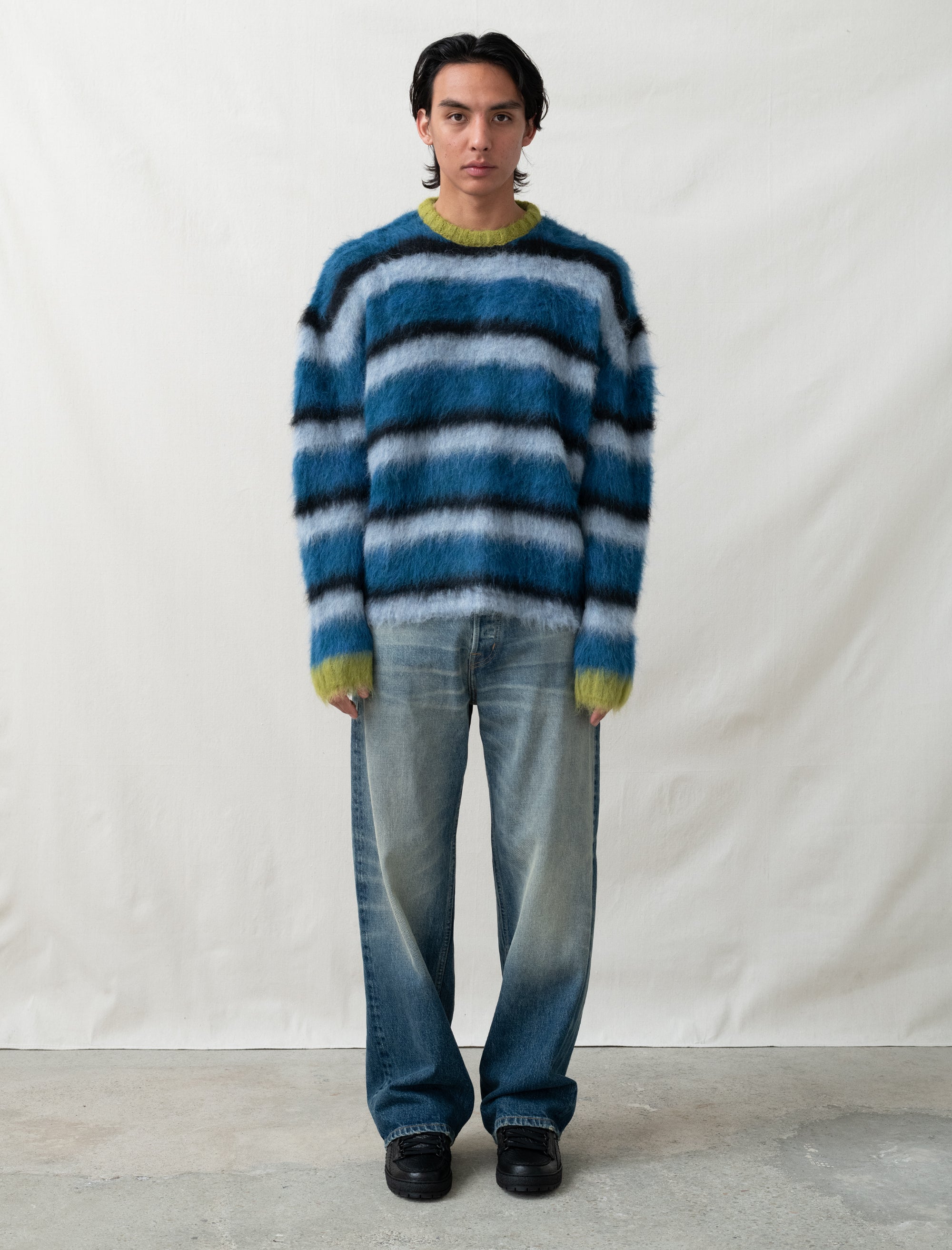 brain deads stripped boxy sweater