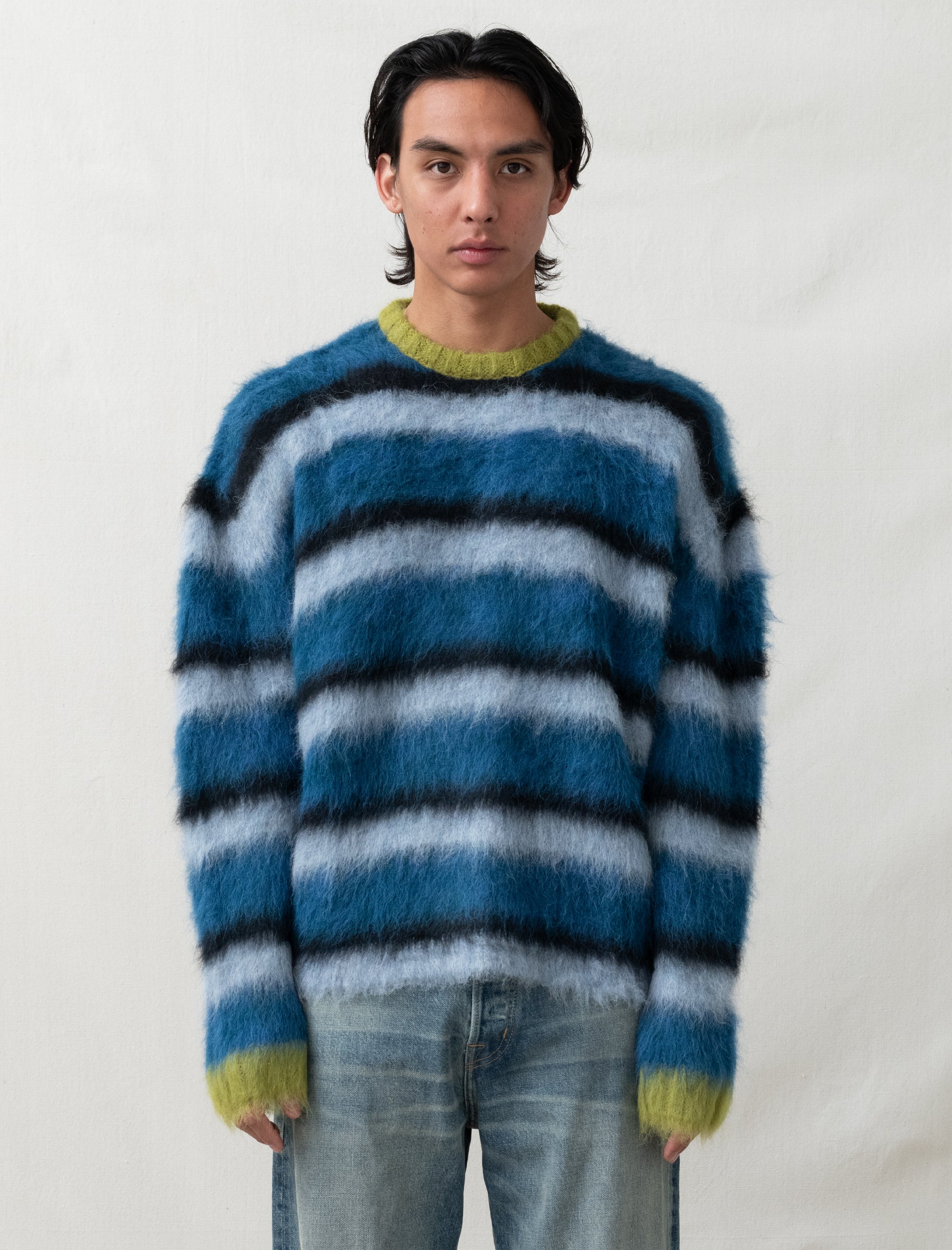 brain deads stripped boxy sweater