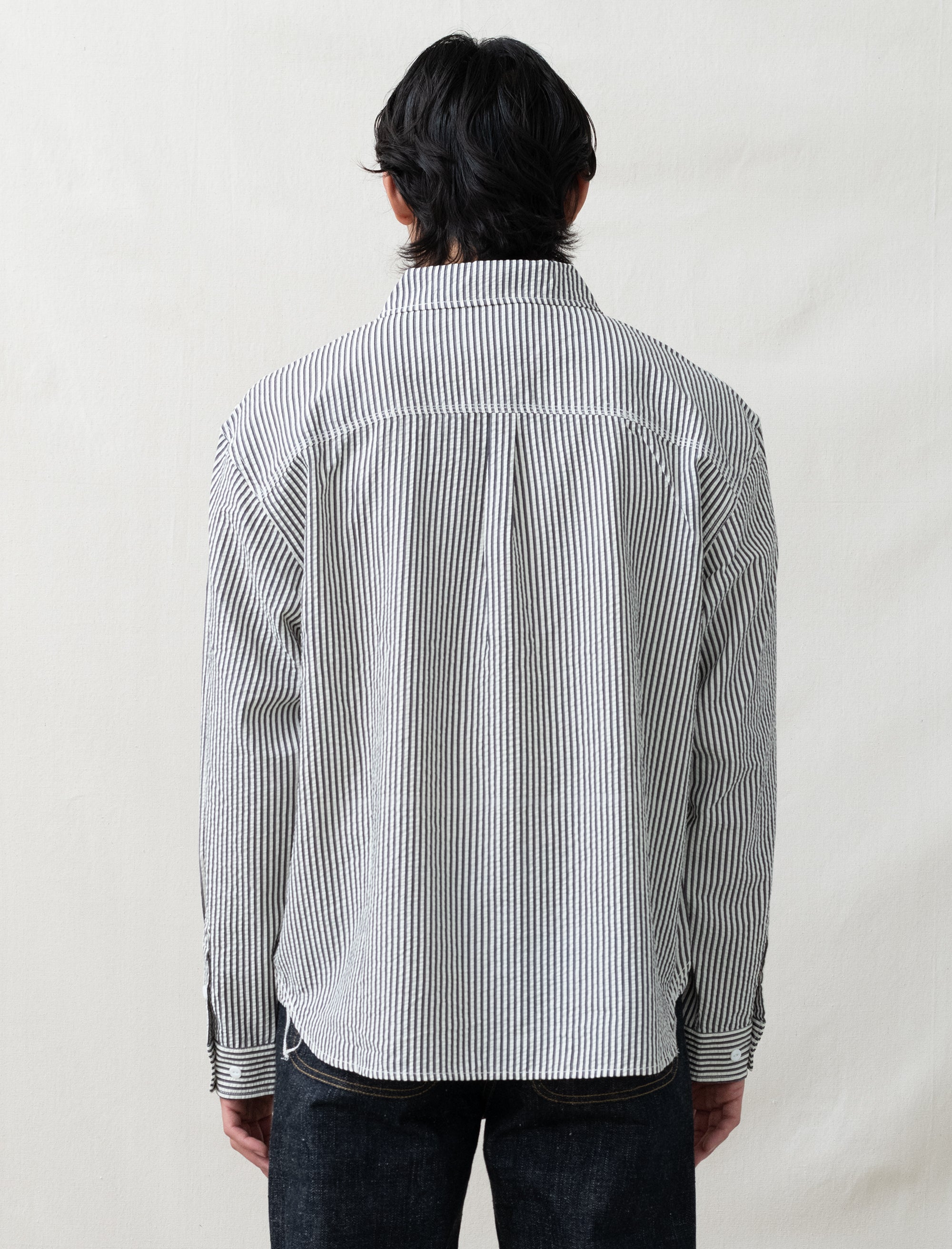 brain dead Angel Striped Half Zip Work Shirt