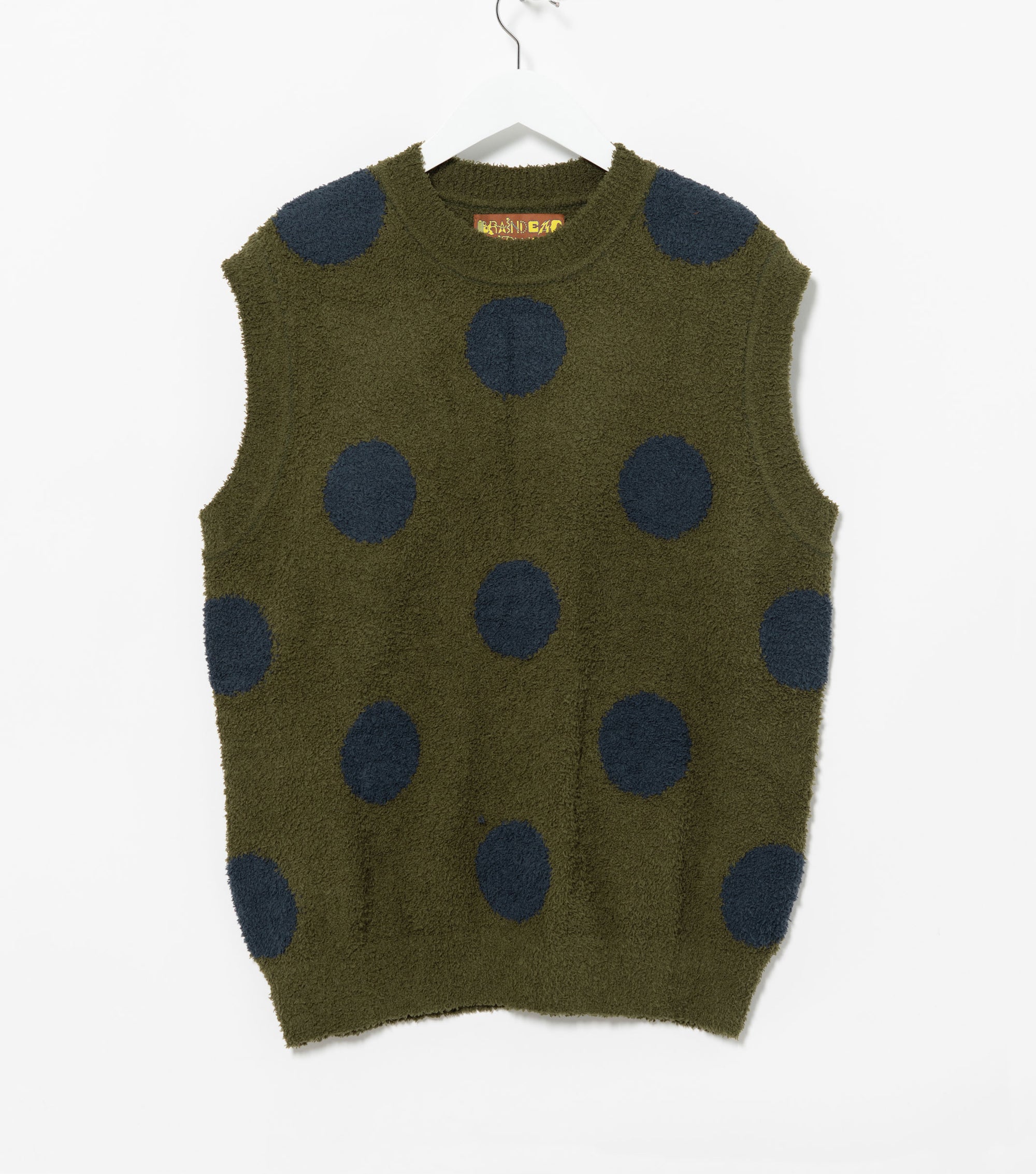 Teddy Fur Dot Knit Vest (Olive)