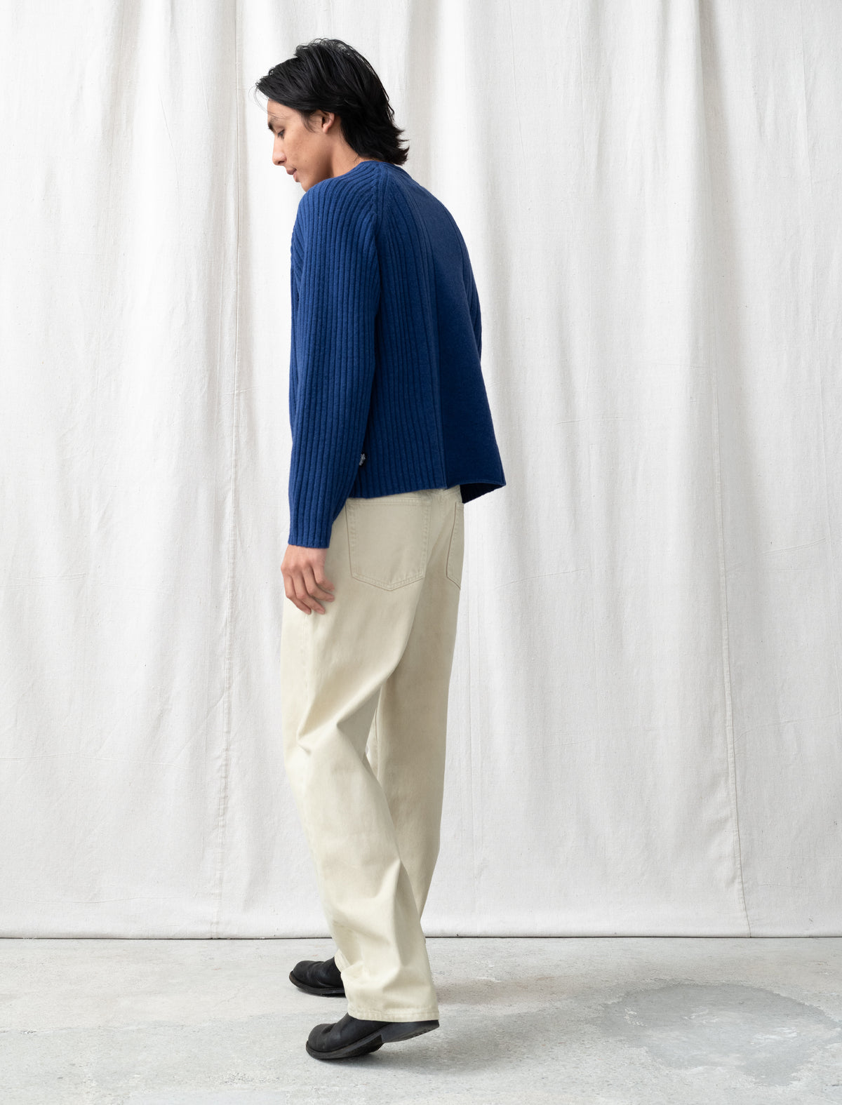Merino Roll Neck Sweater (Blue)