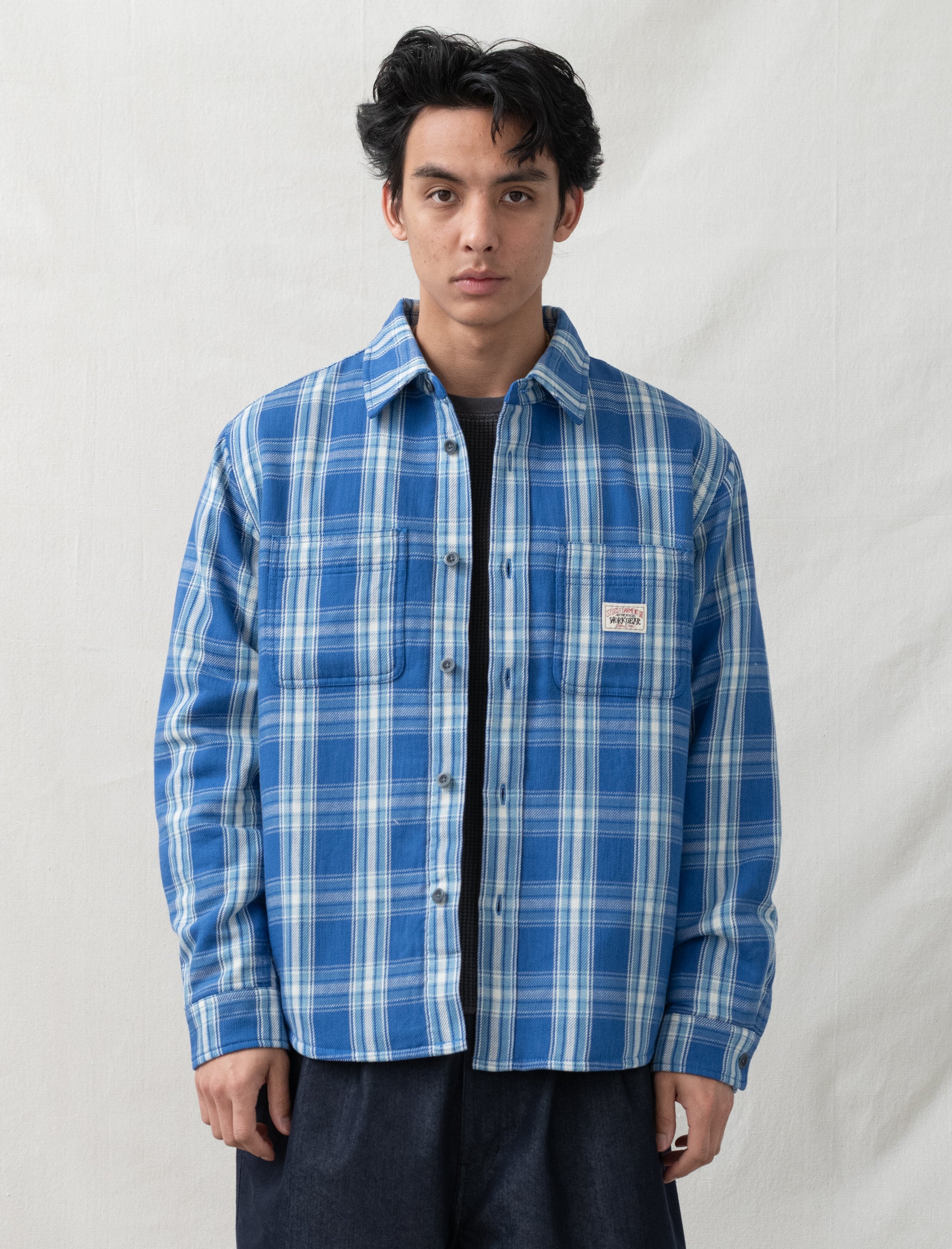 stussy Lau Plaid Shirt Jacket (Blue)