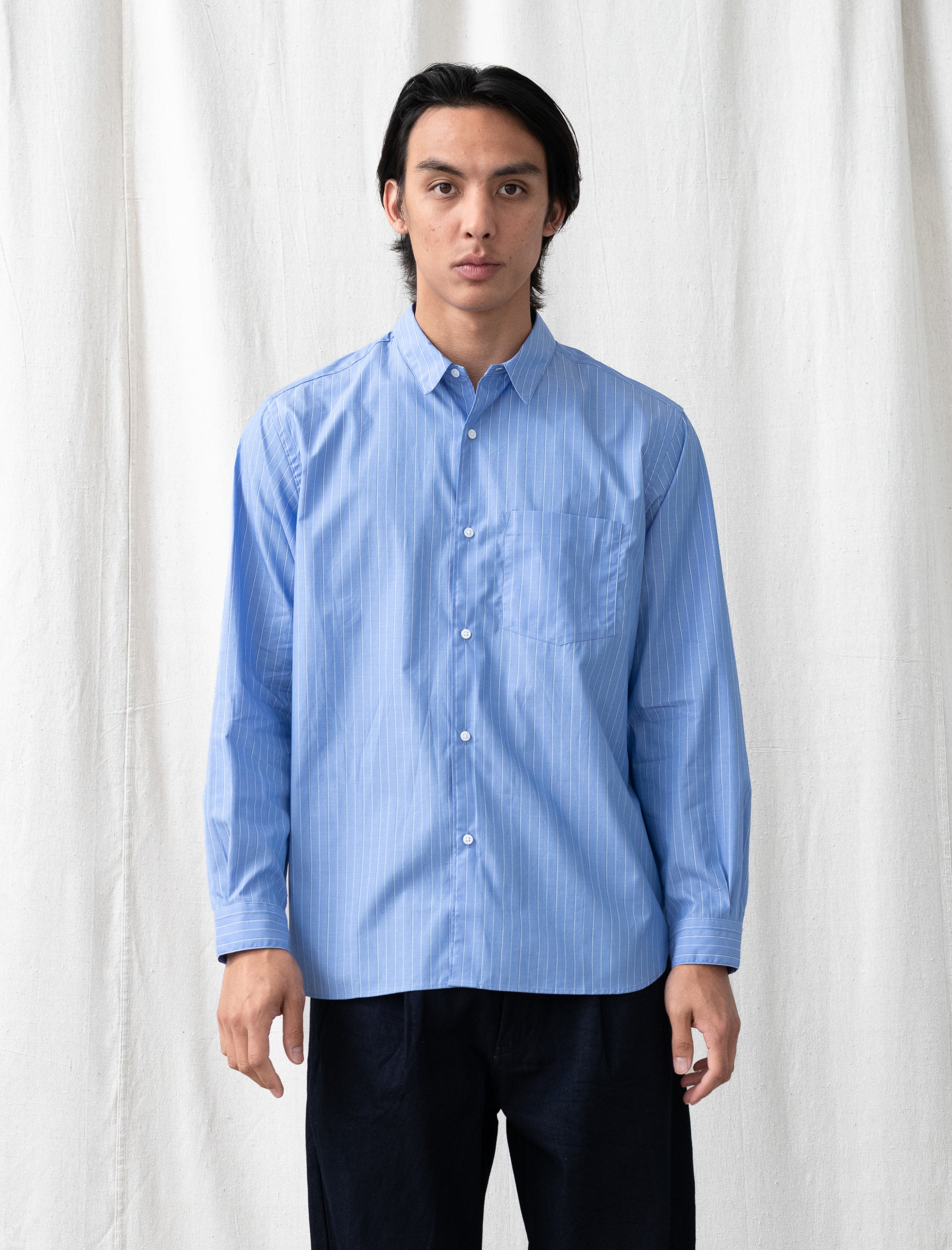 Regular Collar Shirt (Blue Stripe)
