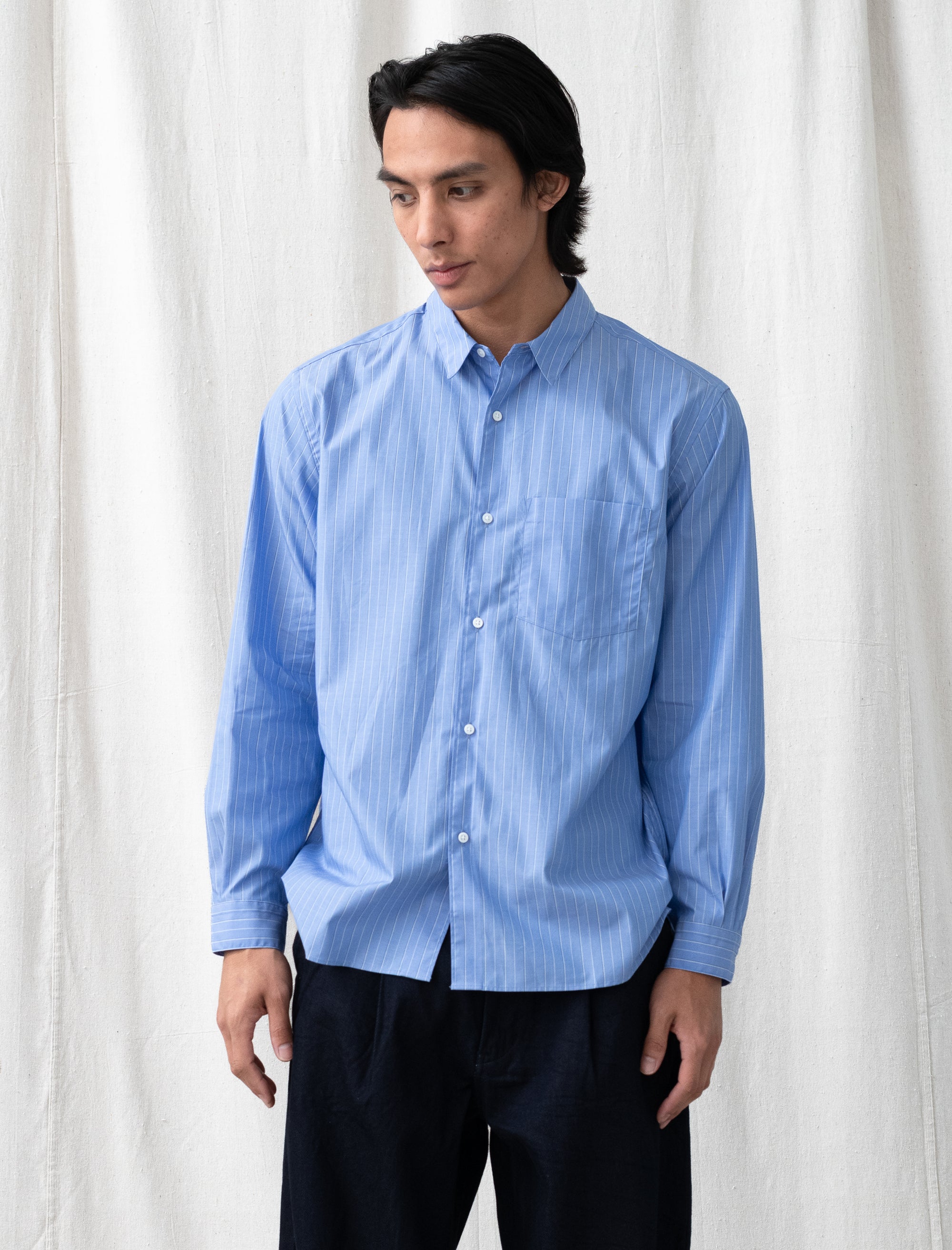 Regular Collar Shirt (Blue Stripe)
