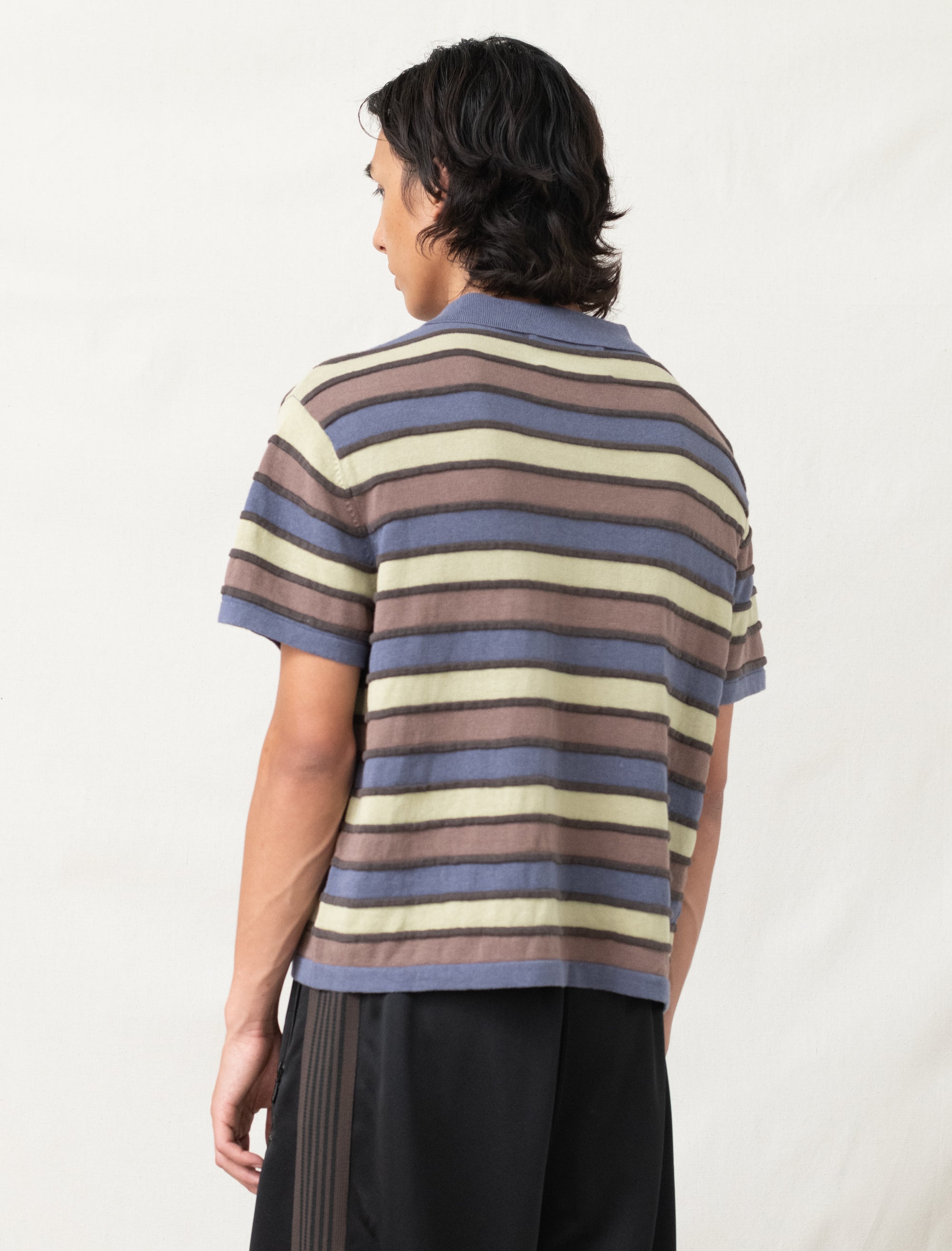 Lifted Stripe Half Zip Shirt (Blue Multi)