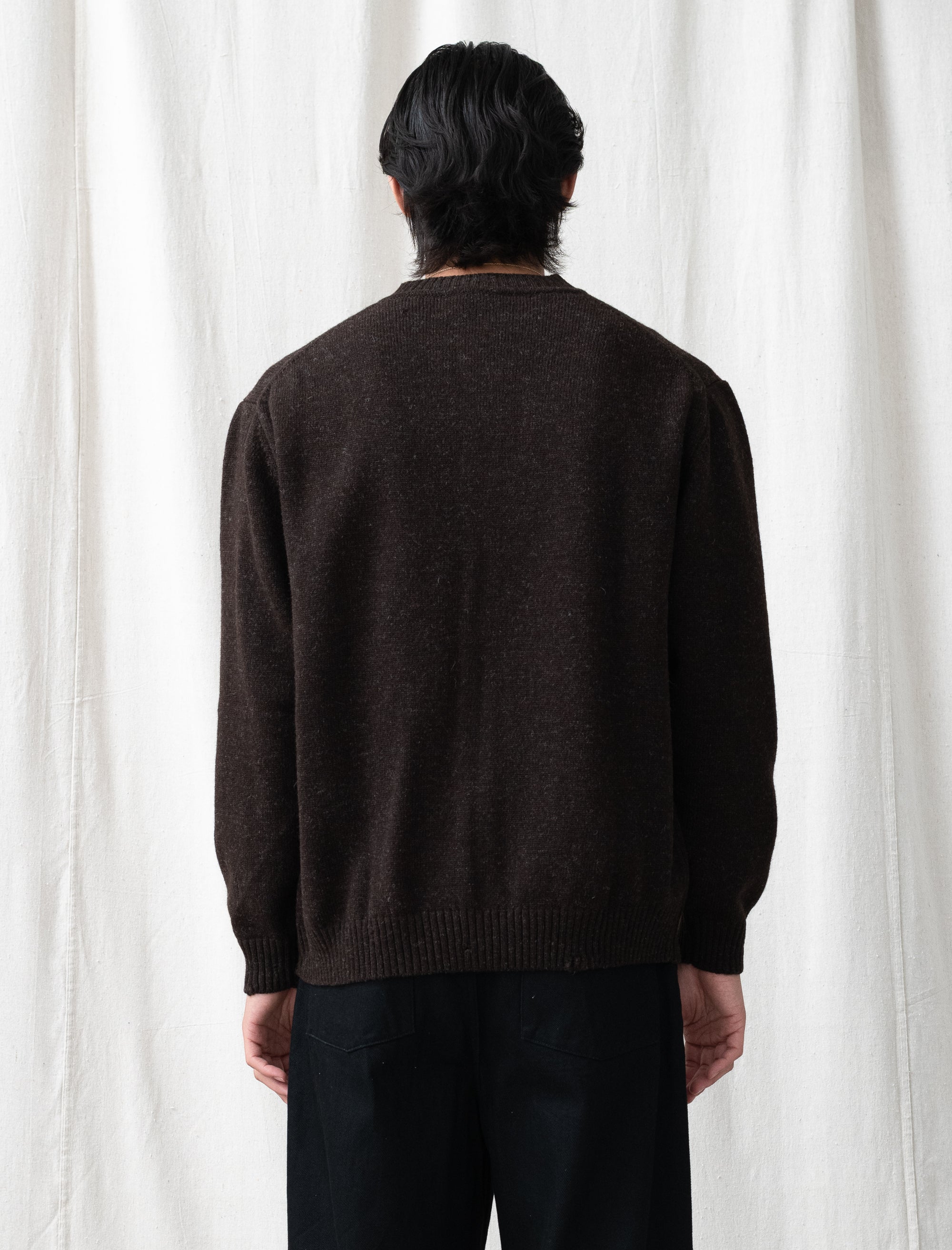 Punched Shetland Cardigan (Dark Brown)