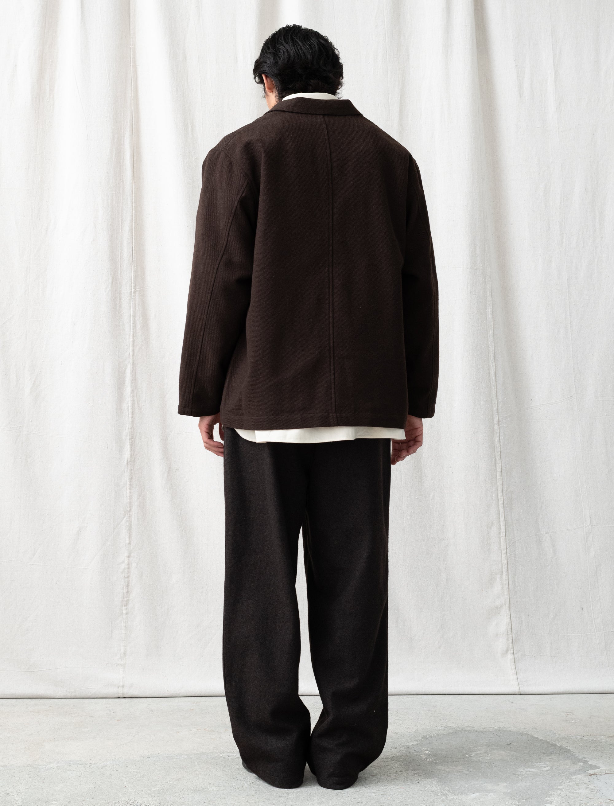 Wool Mixed Jacket (Dark Brown)
