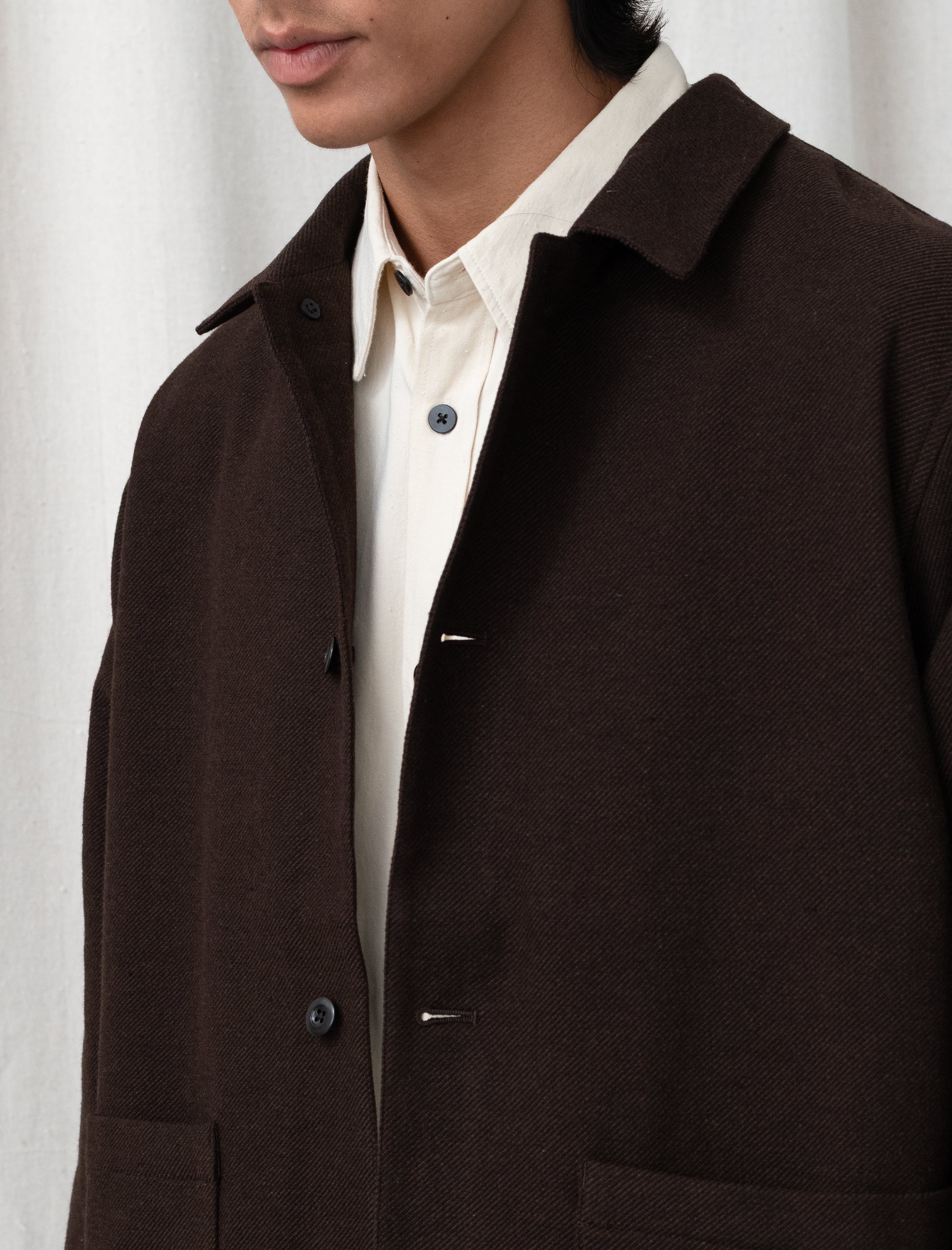 Wool Mixed Jacket (Dark Brown)