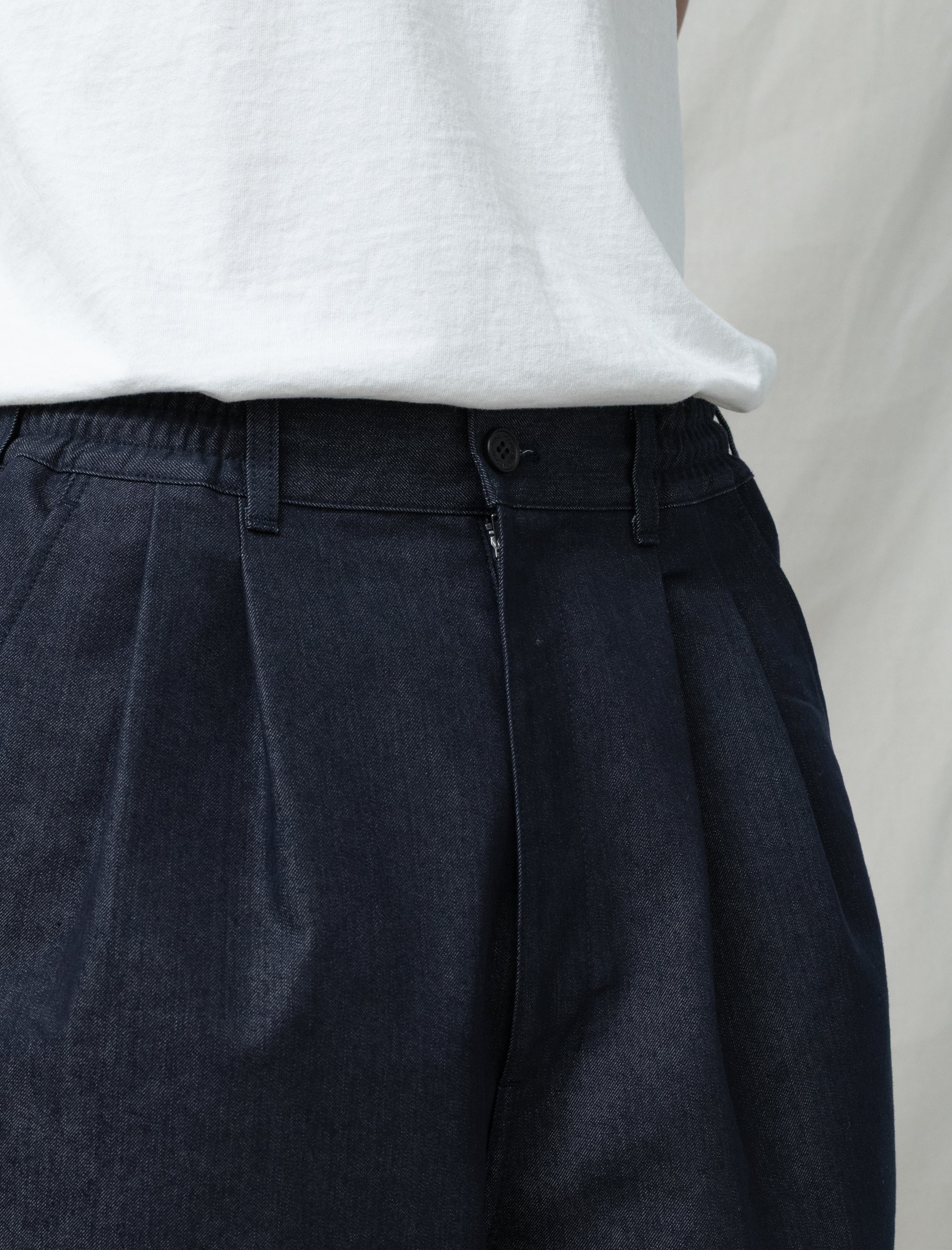 Wide Pleated Shorts (Indigo)