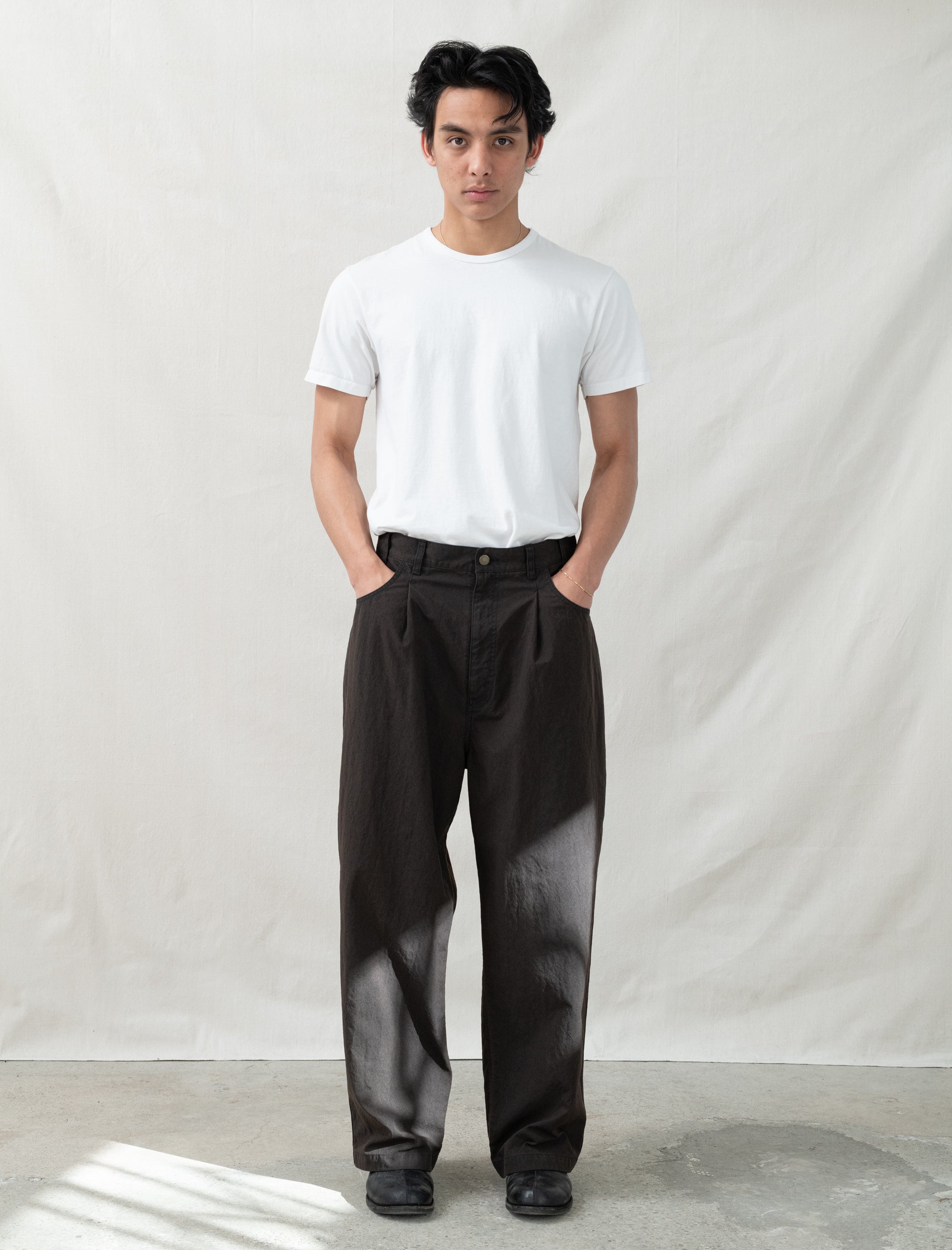 Men's Pleated Pants (Brown)