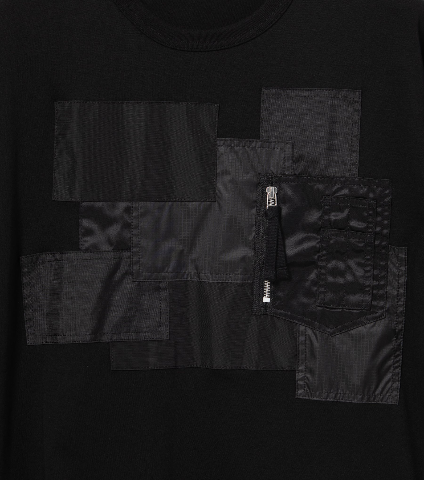 Paneled Zip Pocket Shirt (Black)
