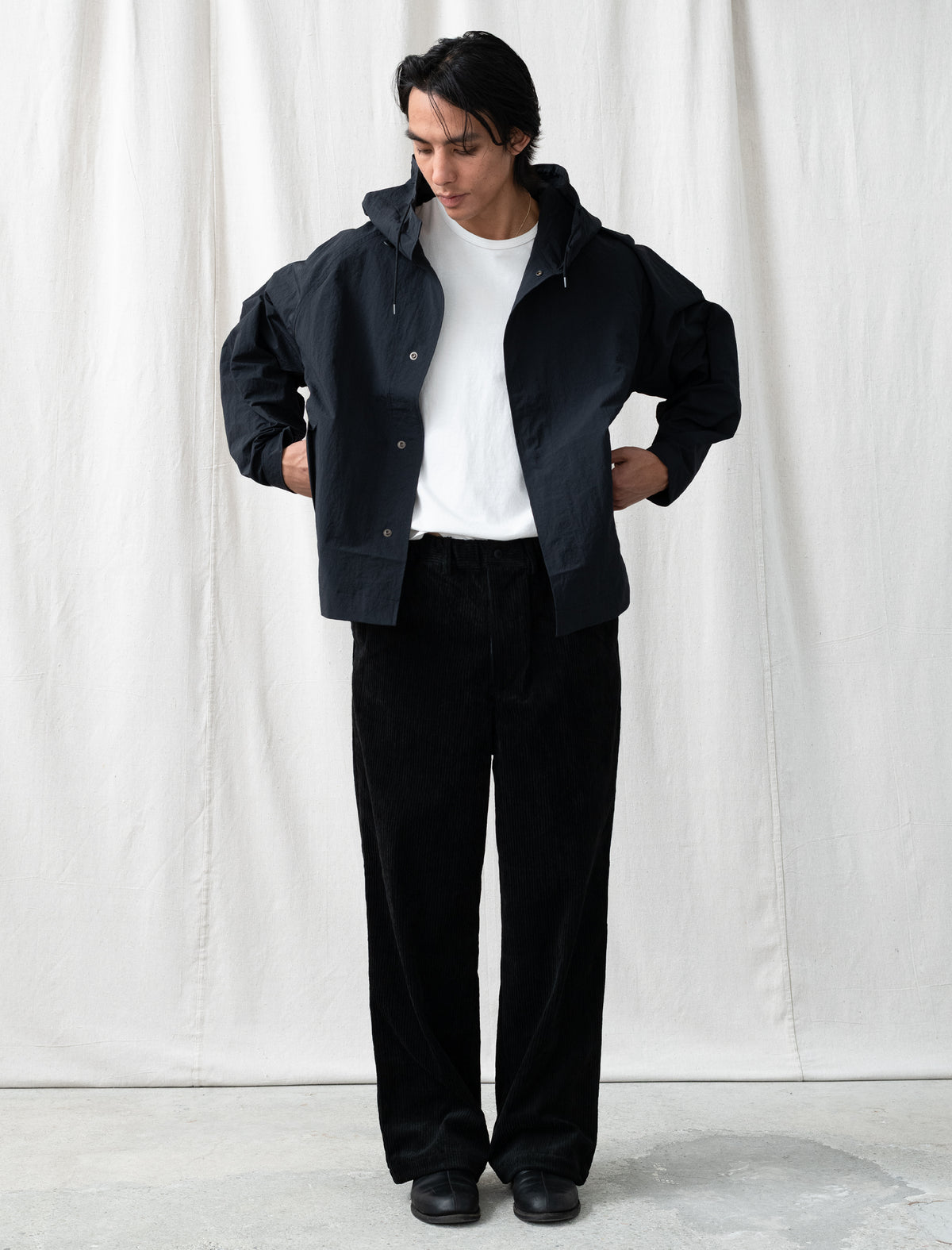 Nylon Hooded Blouson (Black)