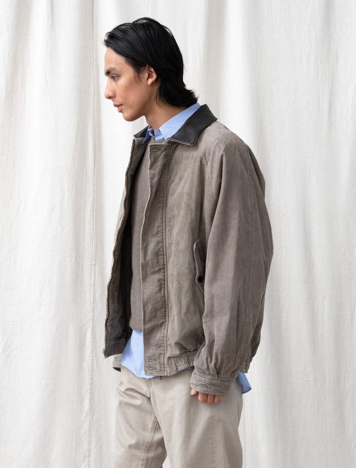 Vintage Corduroy Zip Jacket (Taupe)