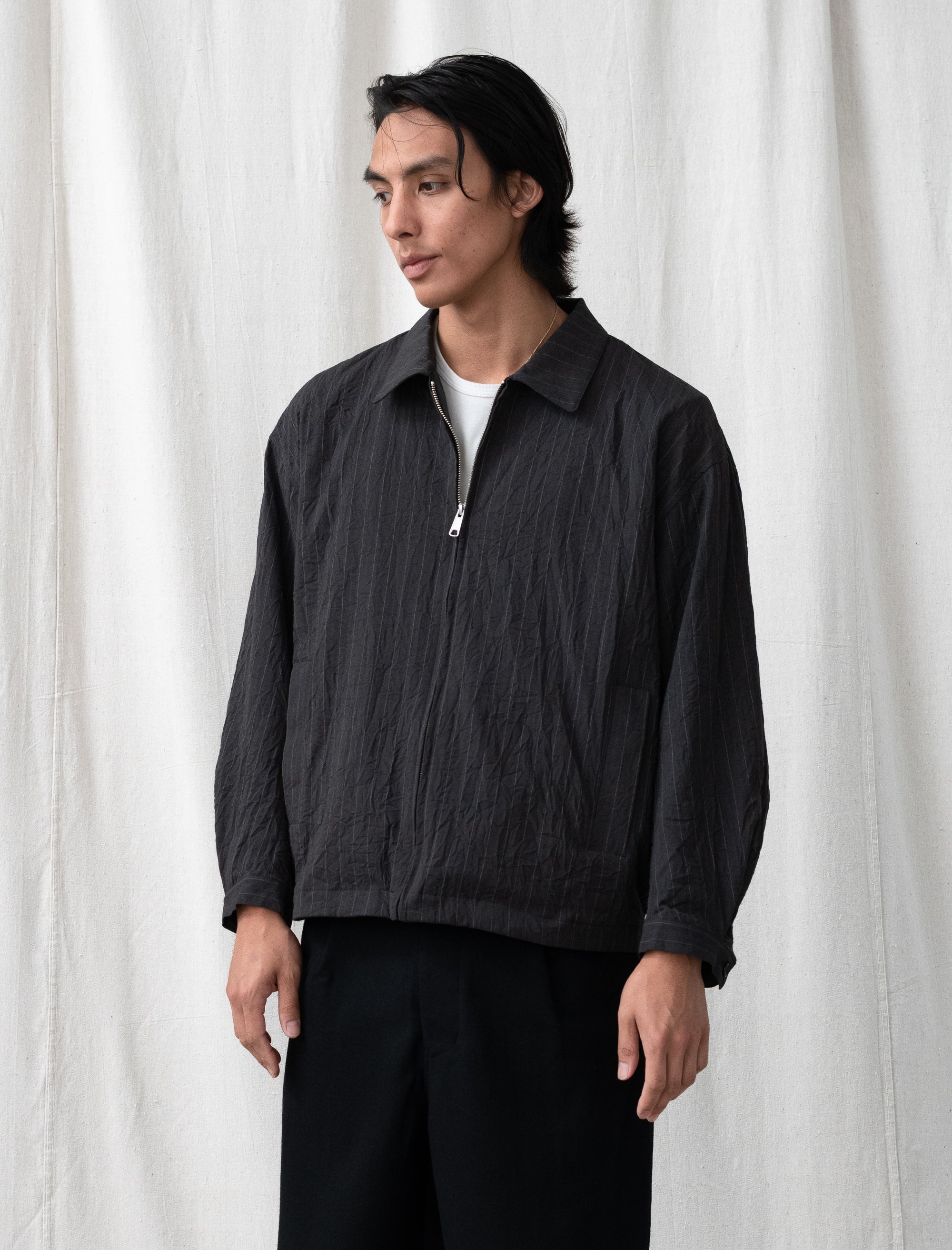 Creasy Zip Up Blouson (Charcoal)
