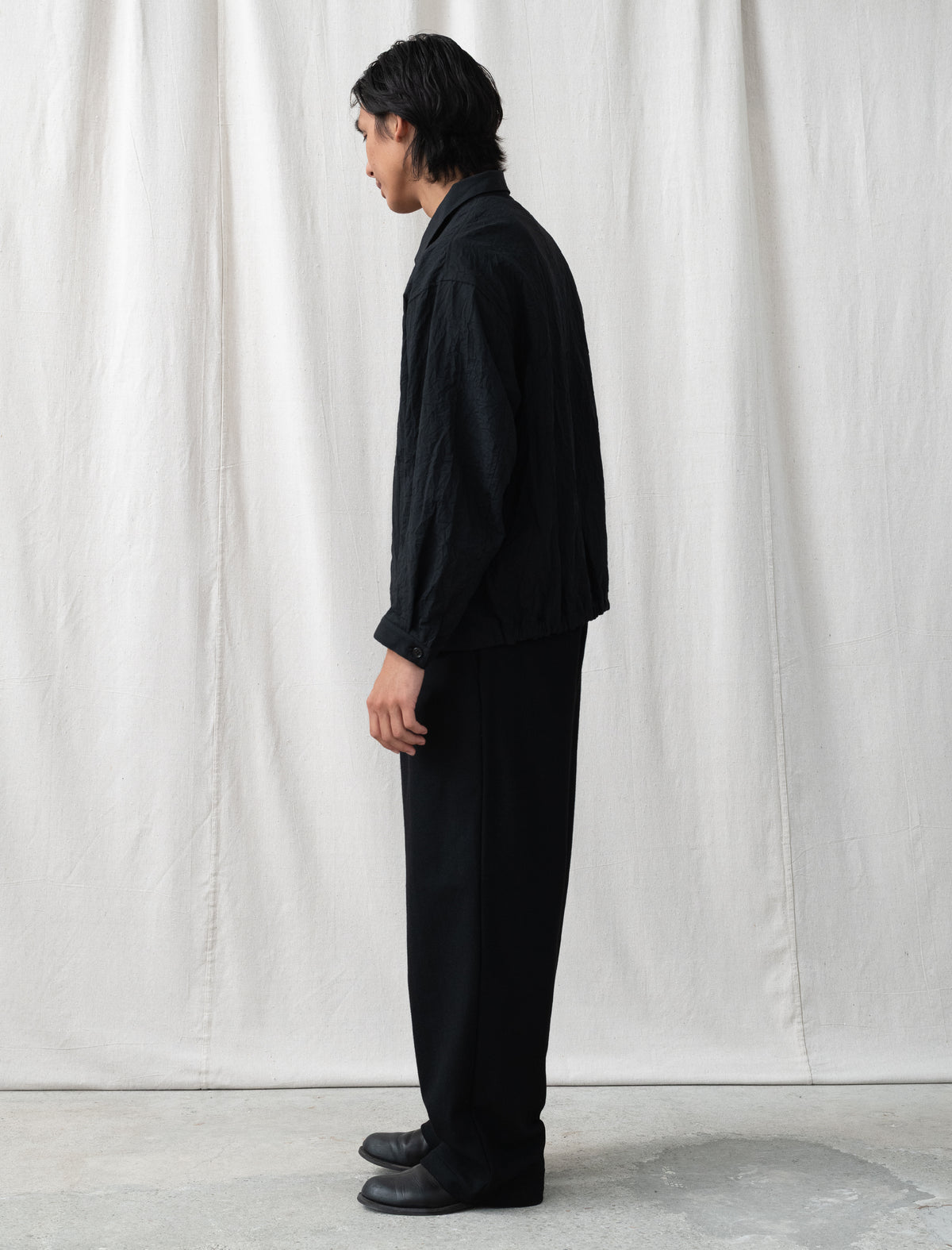 Creasy Zip Up Blouson (Black)