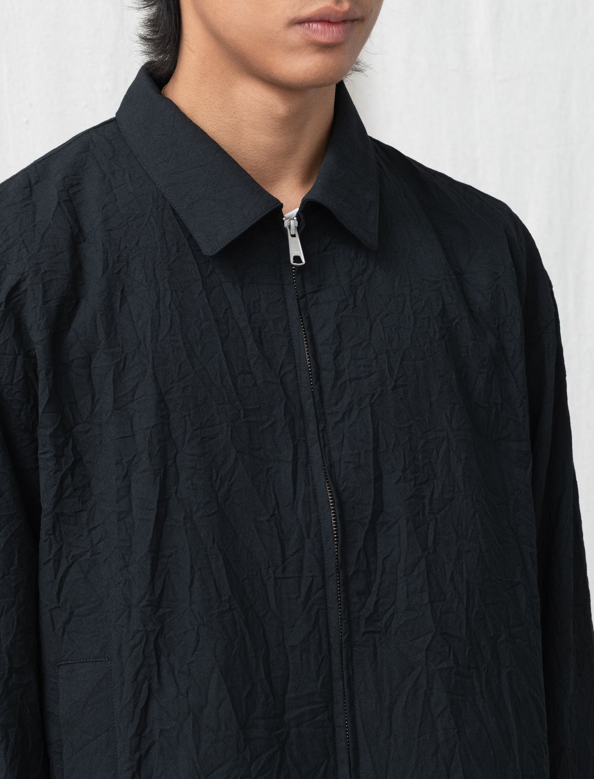 Creasy Zip Up Blouson (Black)