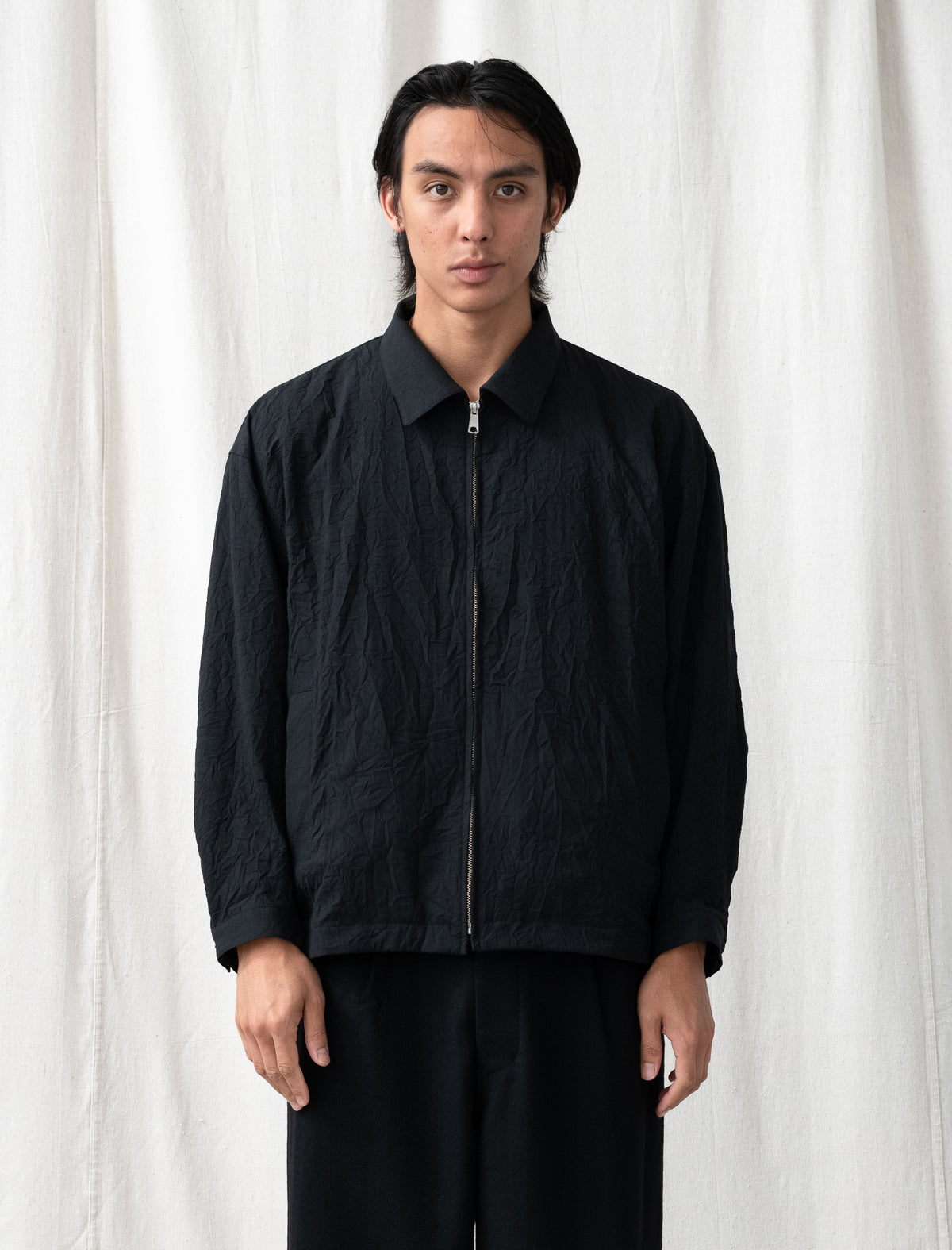 Creasy Zip Up Blouson (Black)