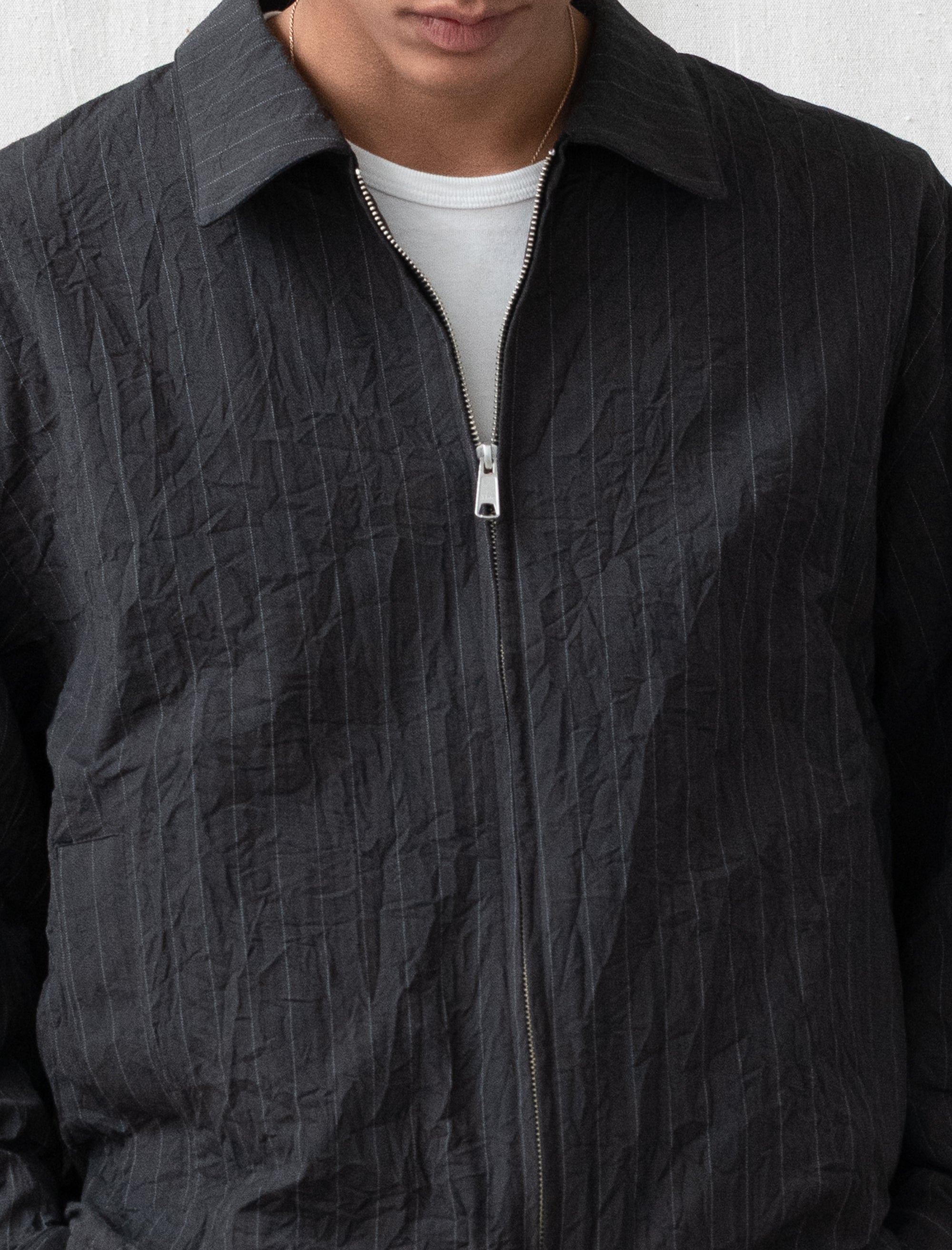 Creasy Zip Up Blouson (Charcoal)