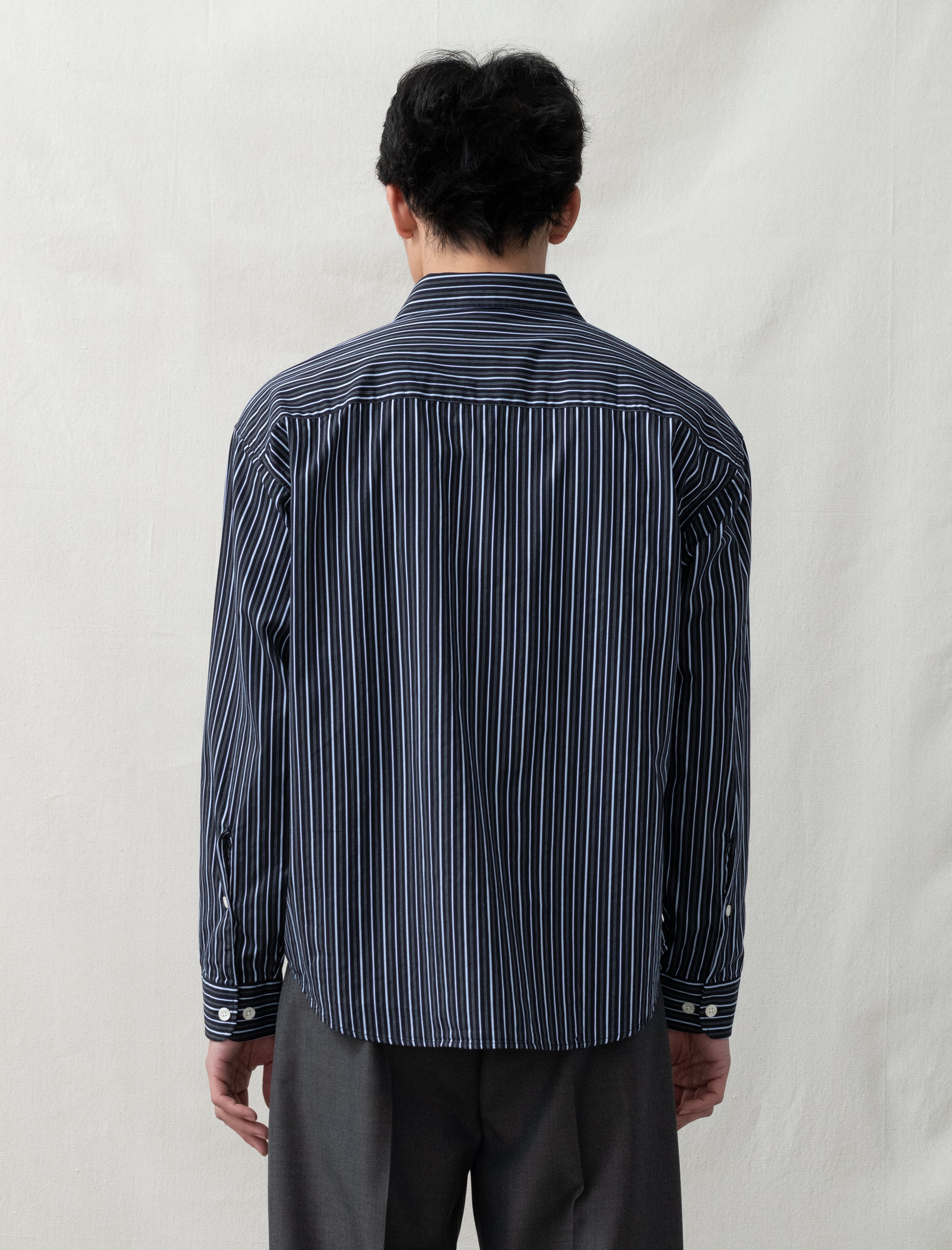 mfpen - Exact Shirt in Black Office Stripe