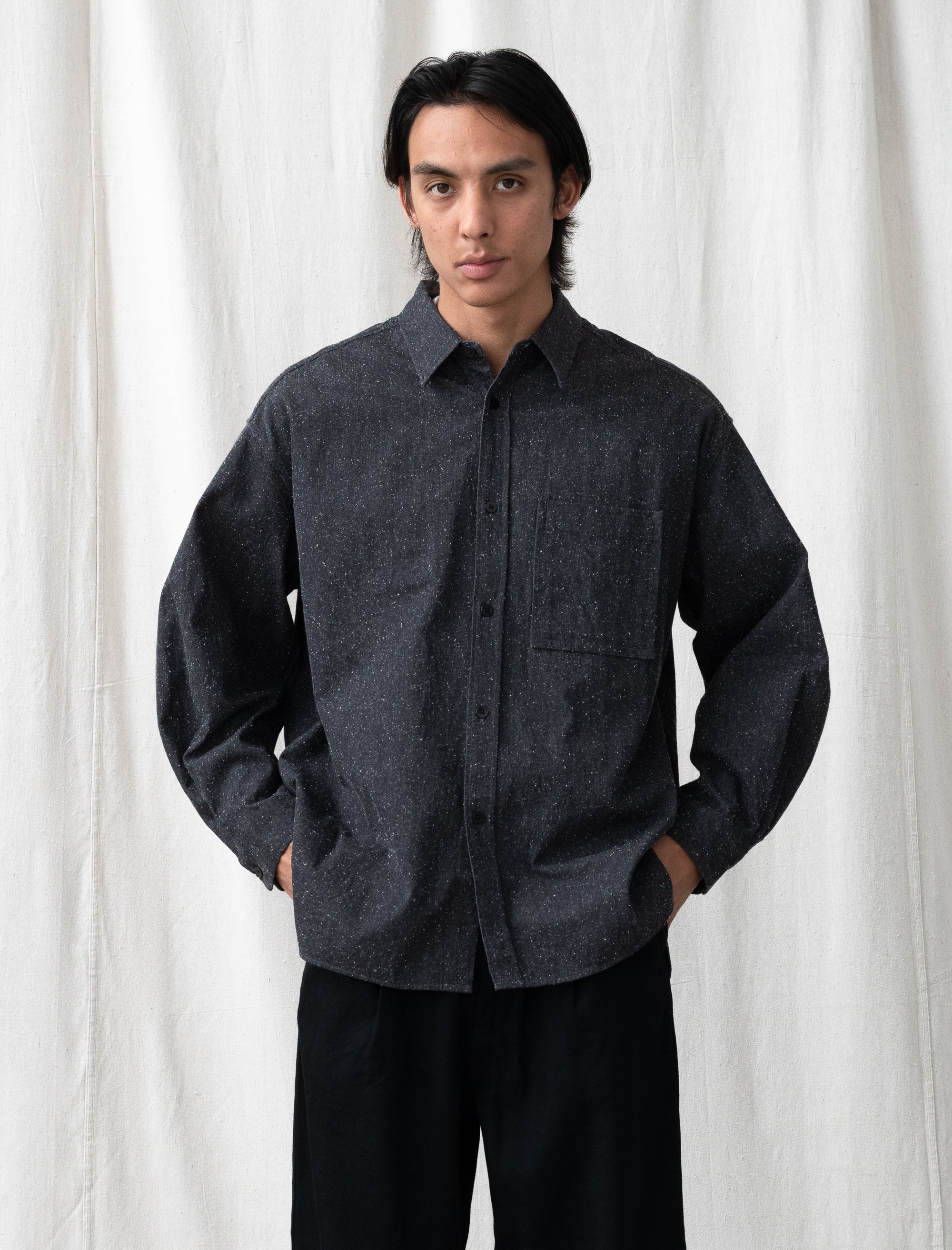Silk Nep Over Shirt (Charcoal)
