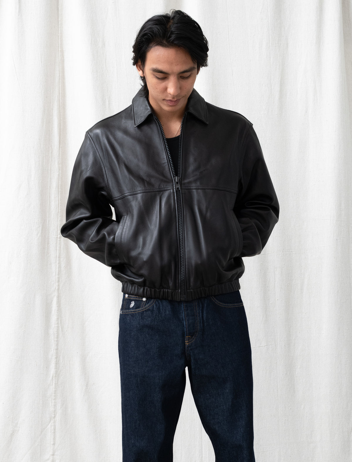 Leather Work Jacket (Black)