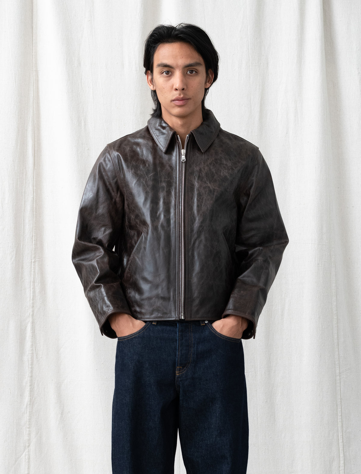 Garage Jacket Leather (Dark Brown)