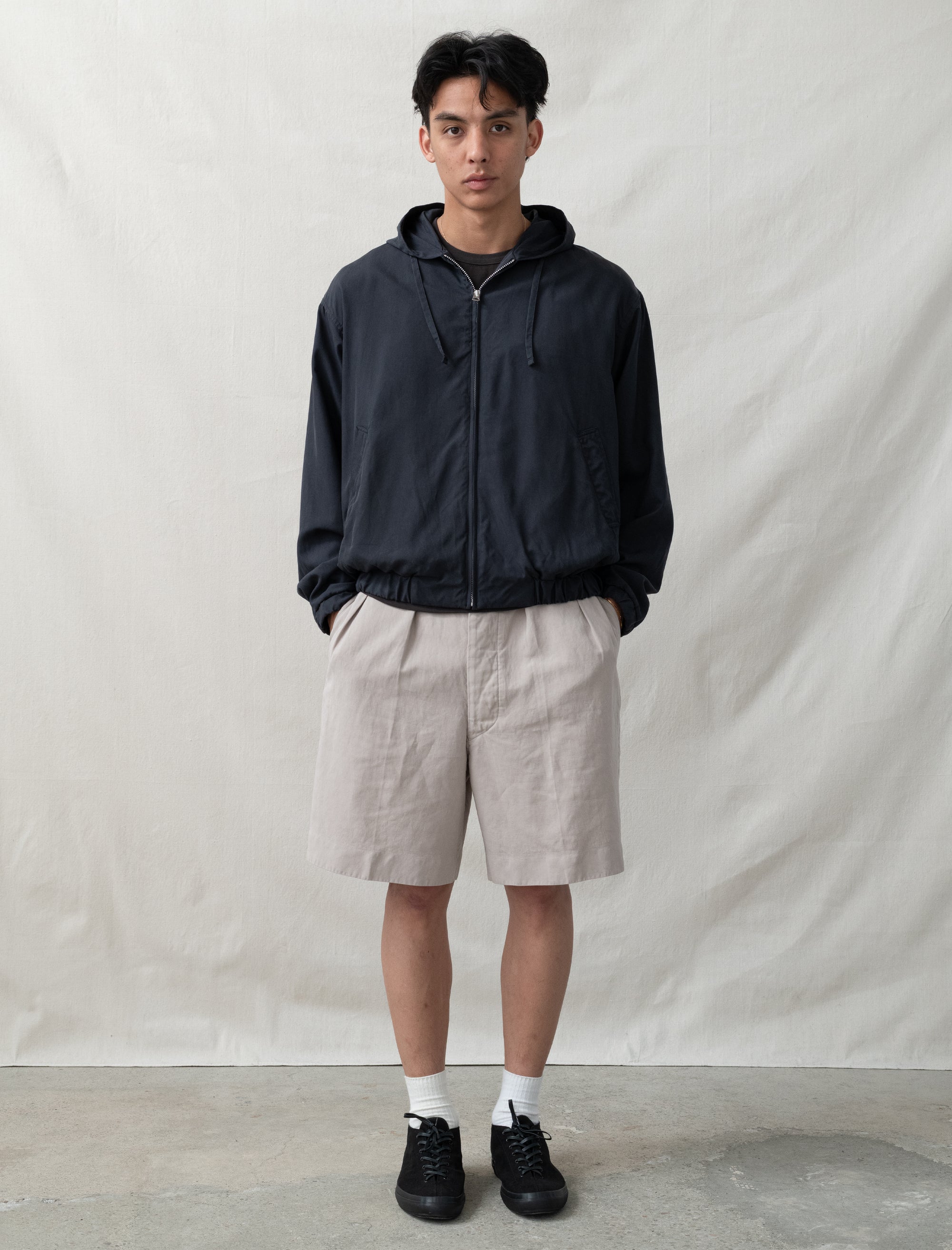 Kaptain Sunshine Silk Zip Jacket (Navy)