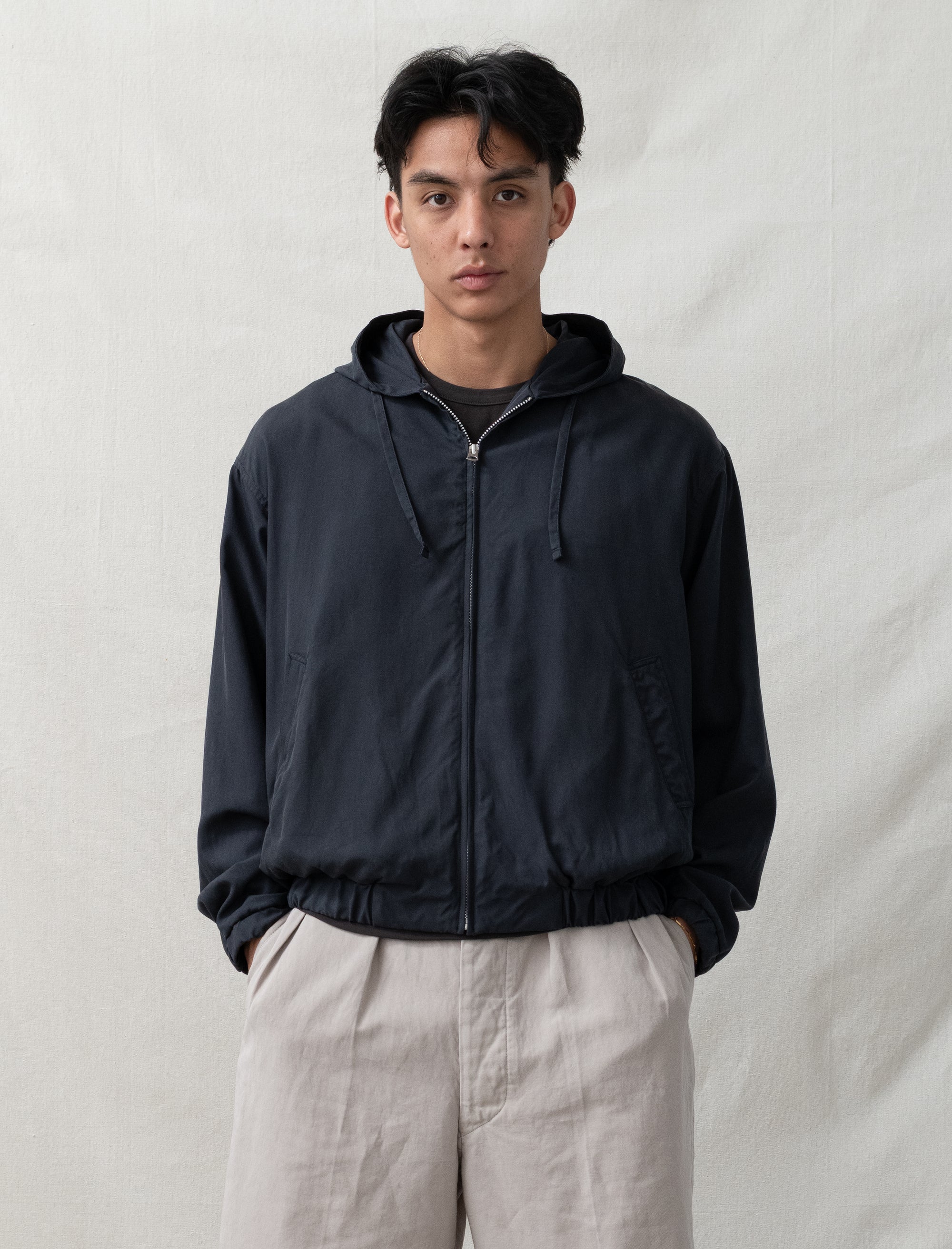 Kaptain Sunshine Silk Zip Jacket (Navy)