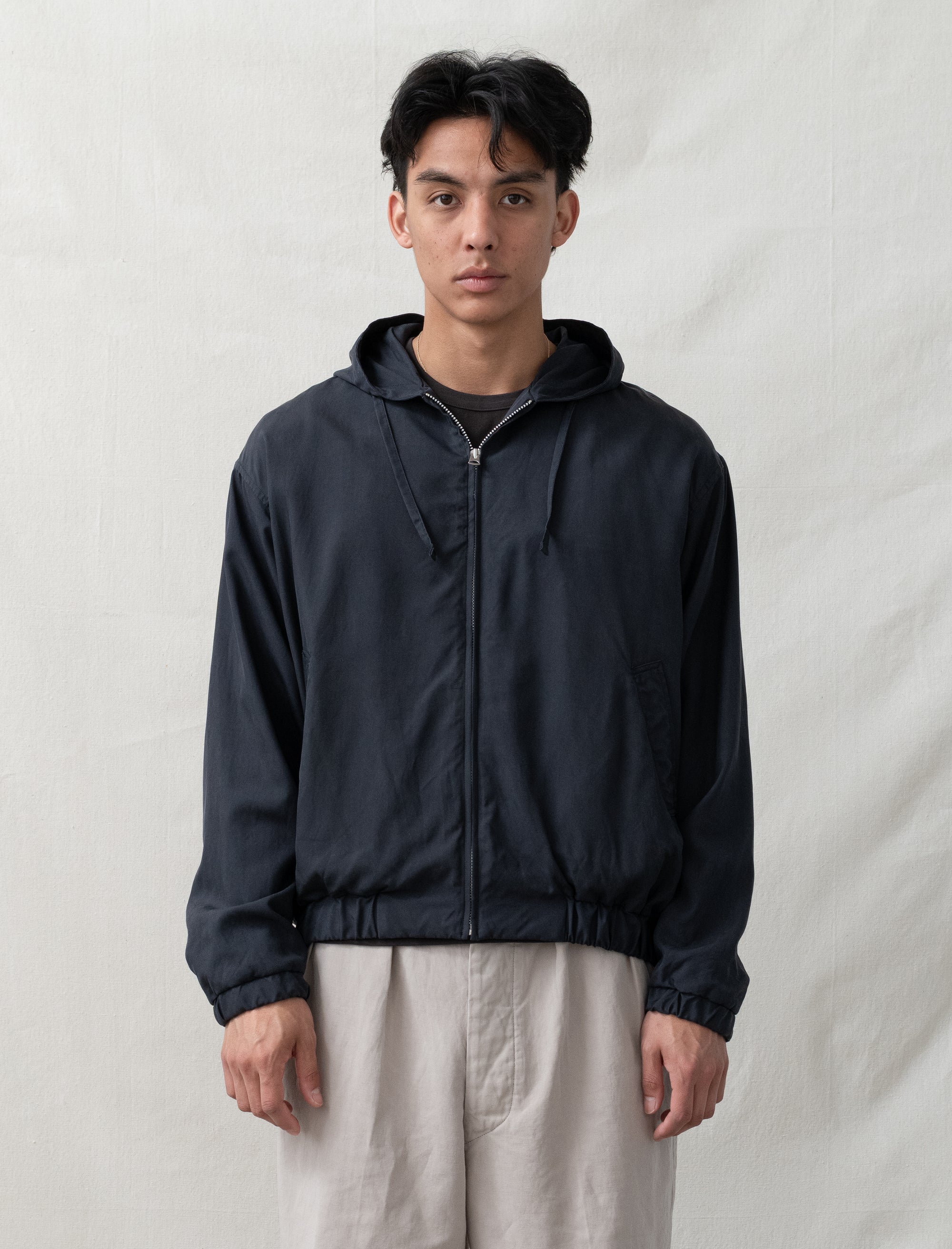 Kaptain Sunshine Silk Zip Jacket (Navy)