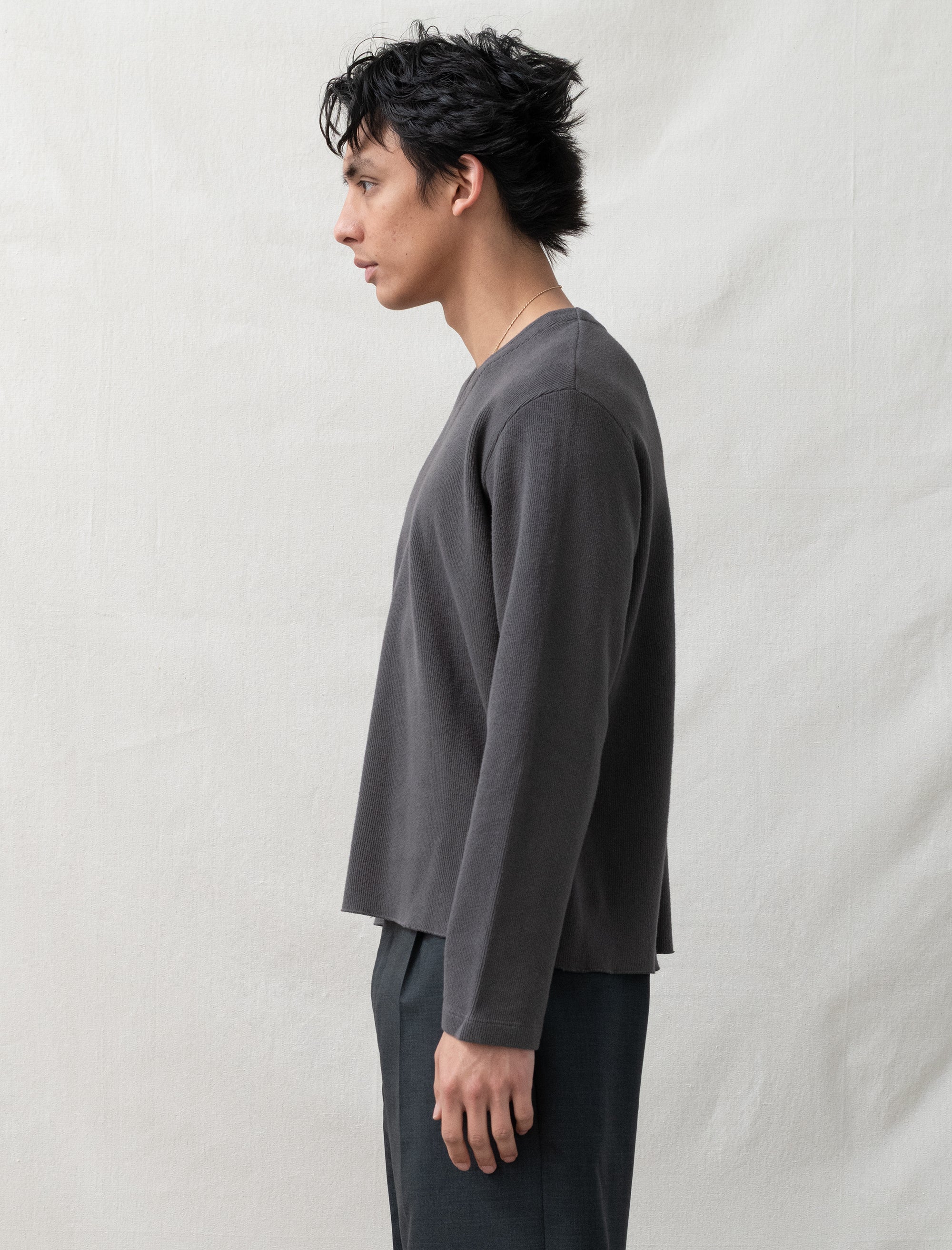 Lady White Cropped V-Neck Sweater (Pewter)