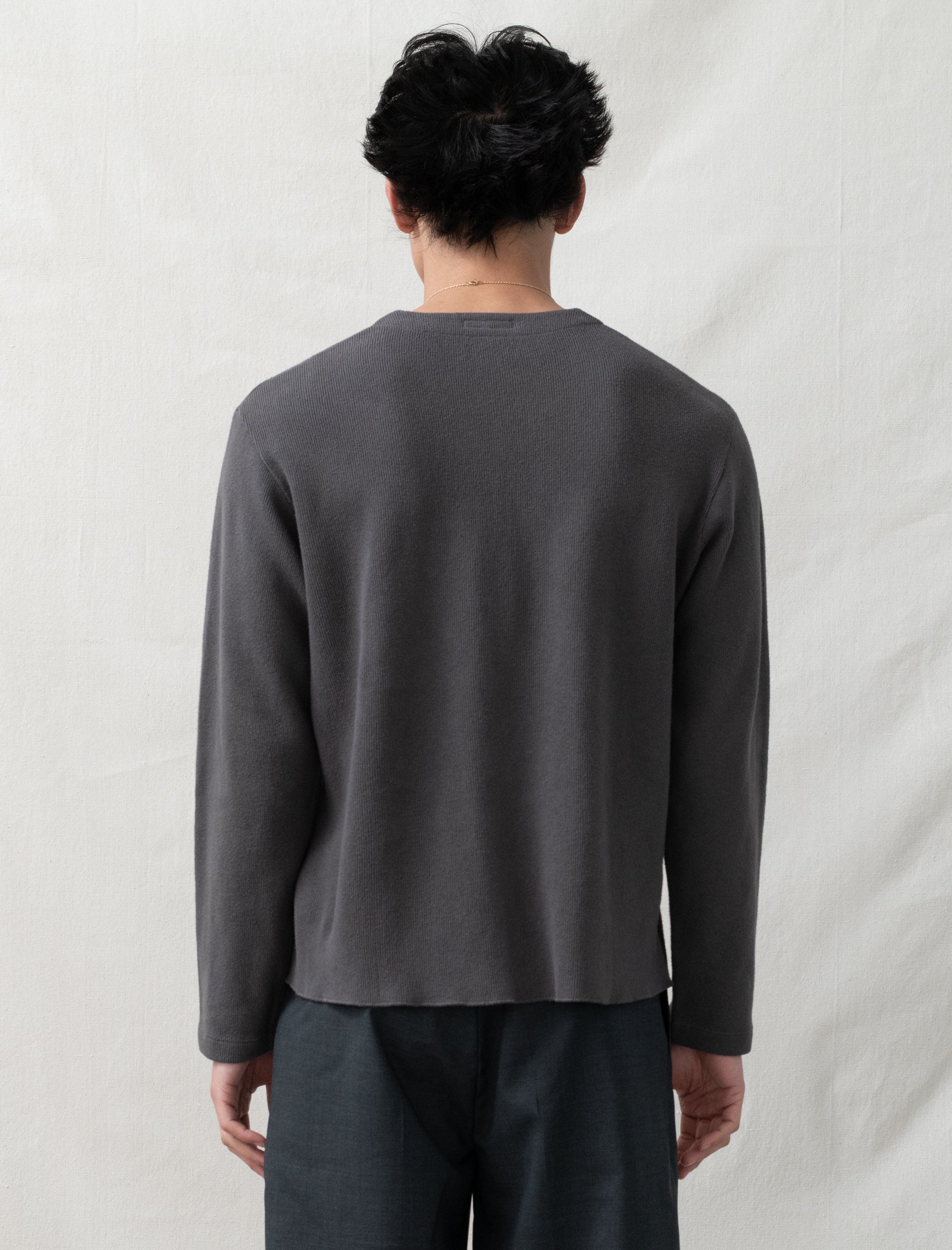 Lady White Cropped V-Neck Sweater (Pewter)