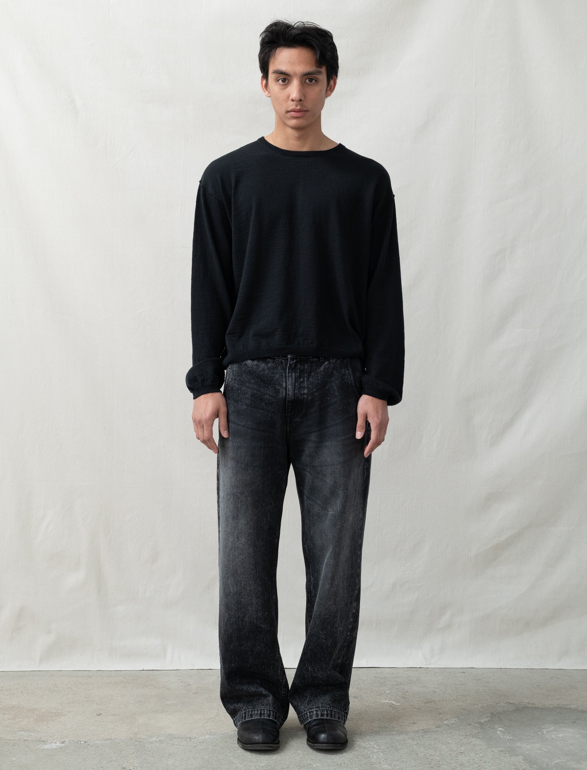 Straight Cut Jeans (Stonewashed Black)