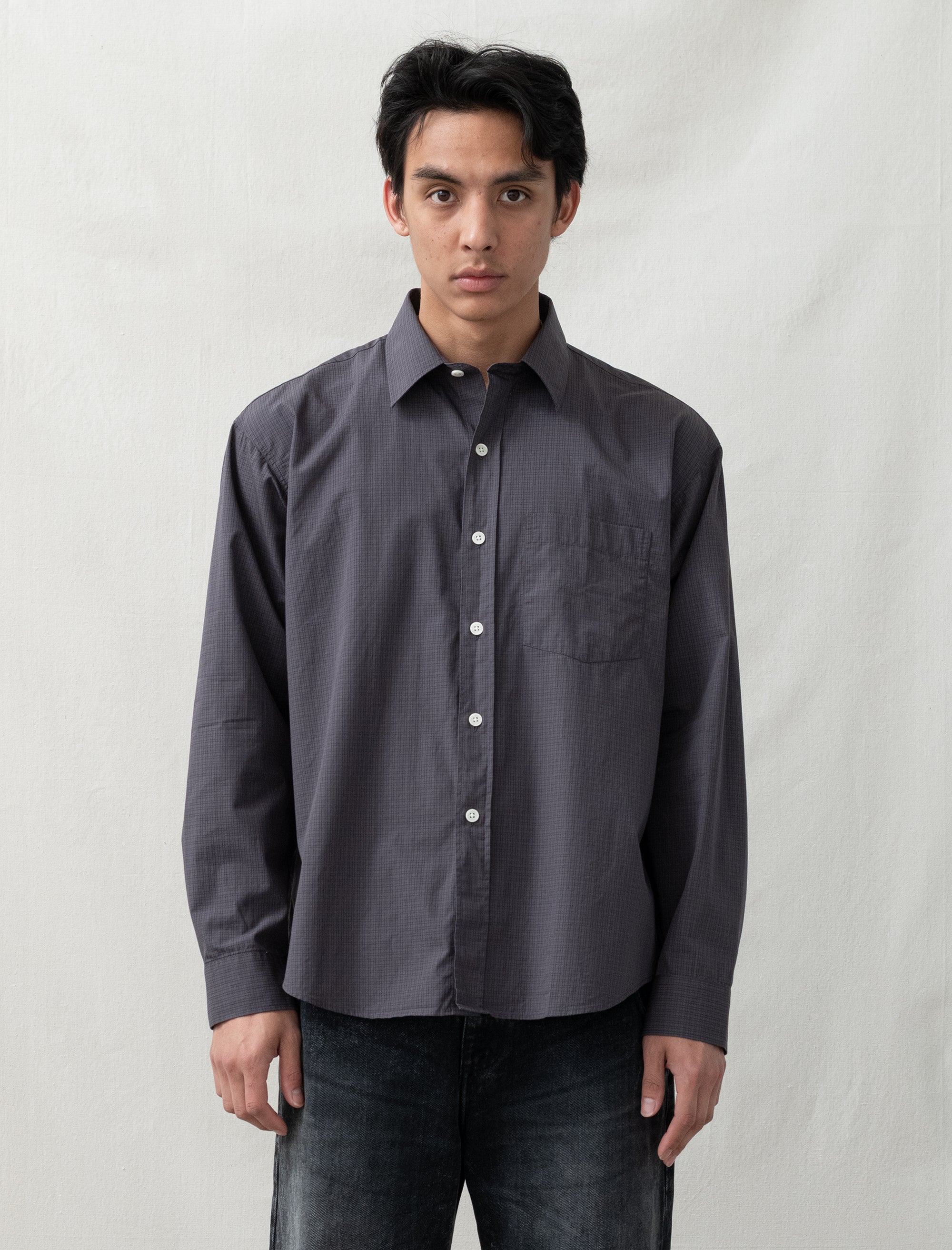 Executive Shirt (Mushroom Micro Check Poplin)