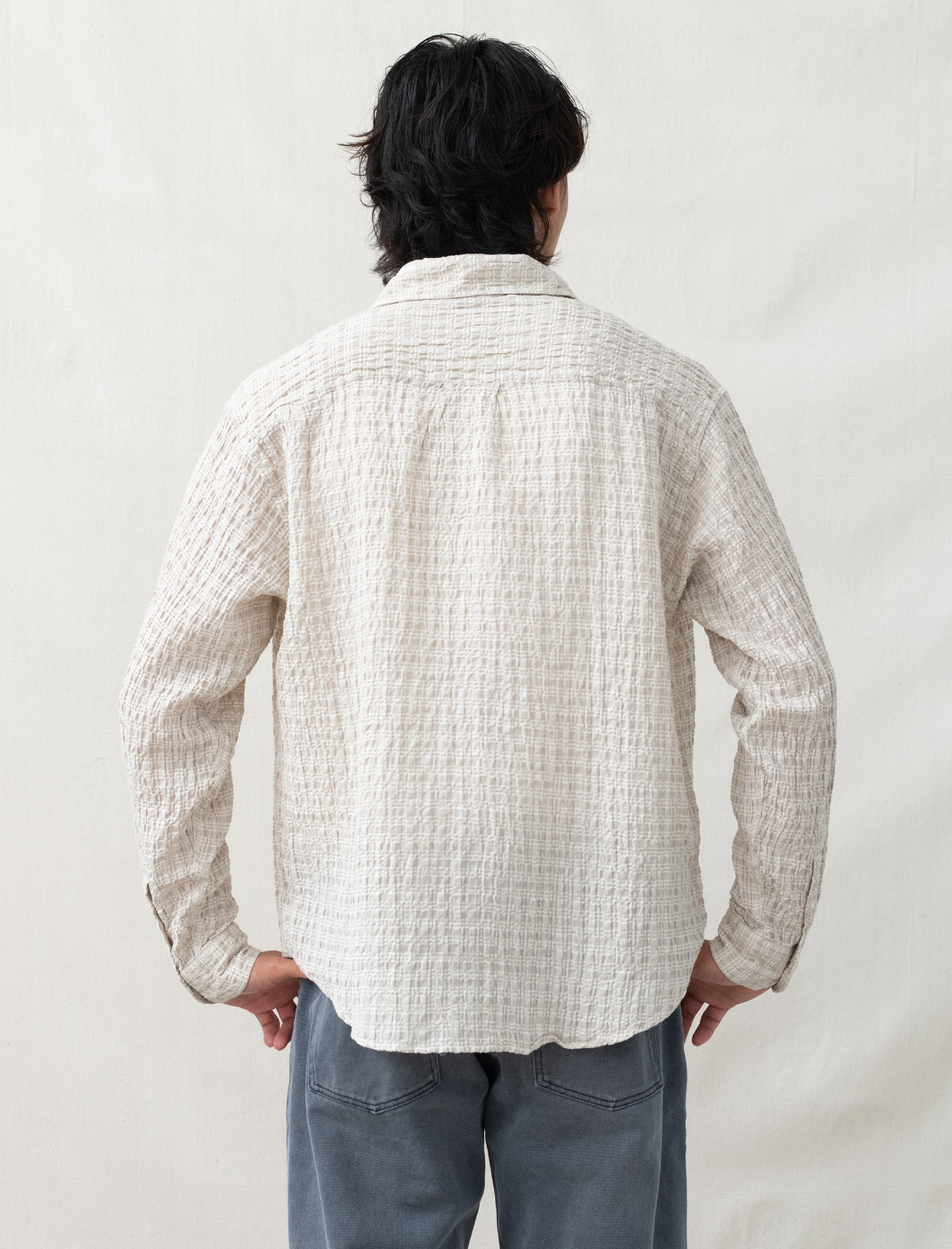 mfpen Executive Shirt (Beige Structure Check) – Bows and Arrows