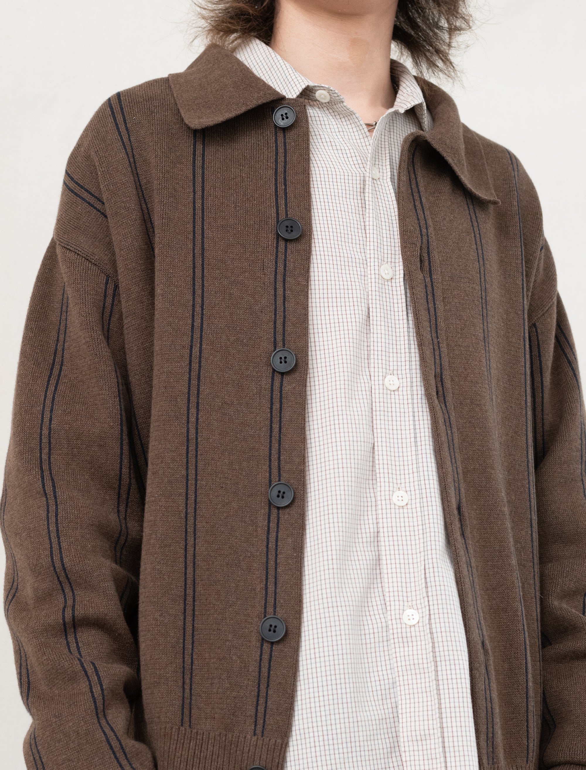 Formal Cardigan (Light Brown Stripe)