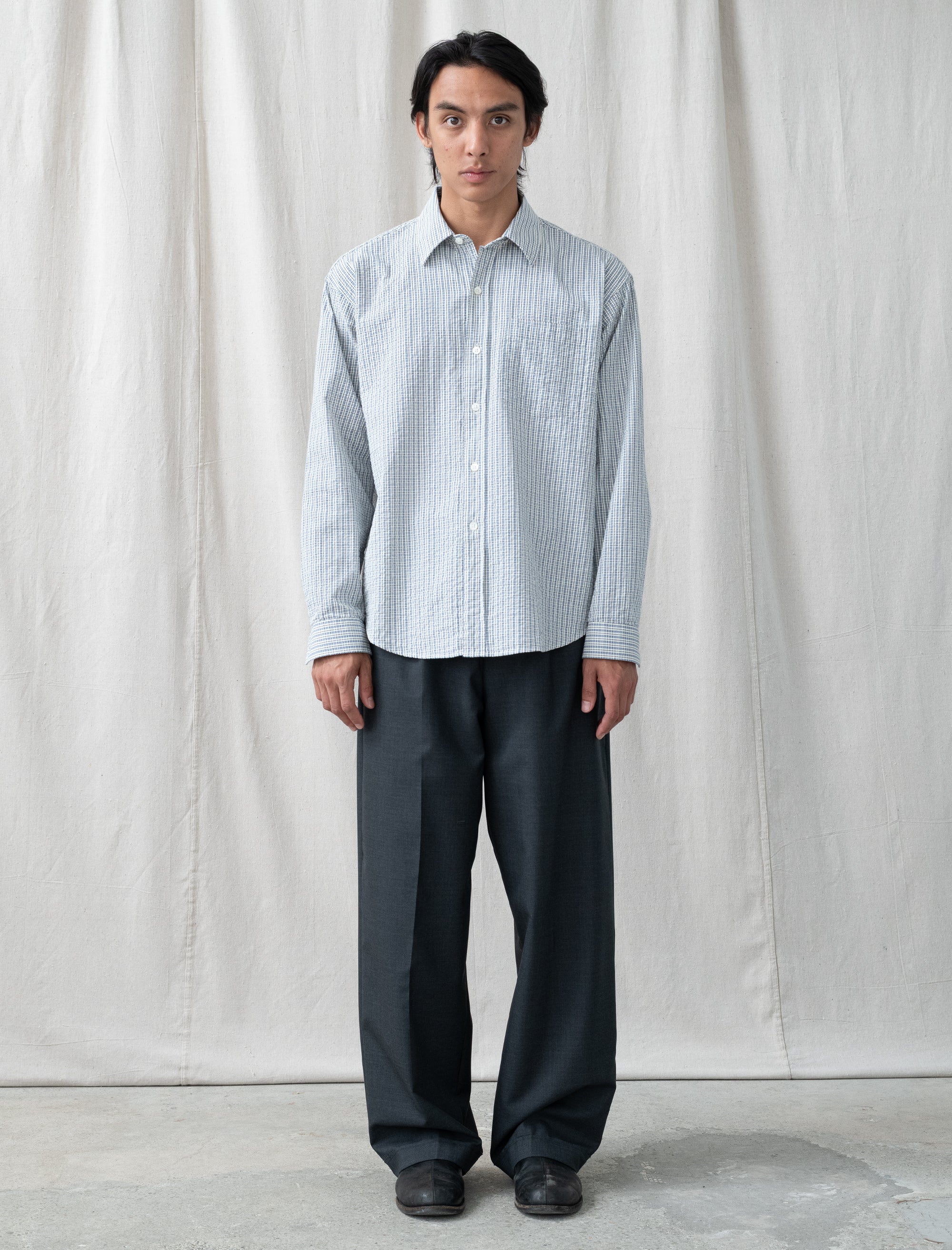 Patch Trousers (Dark Grey Dry Wool)