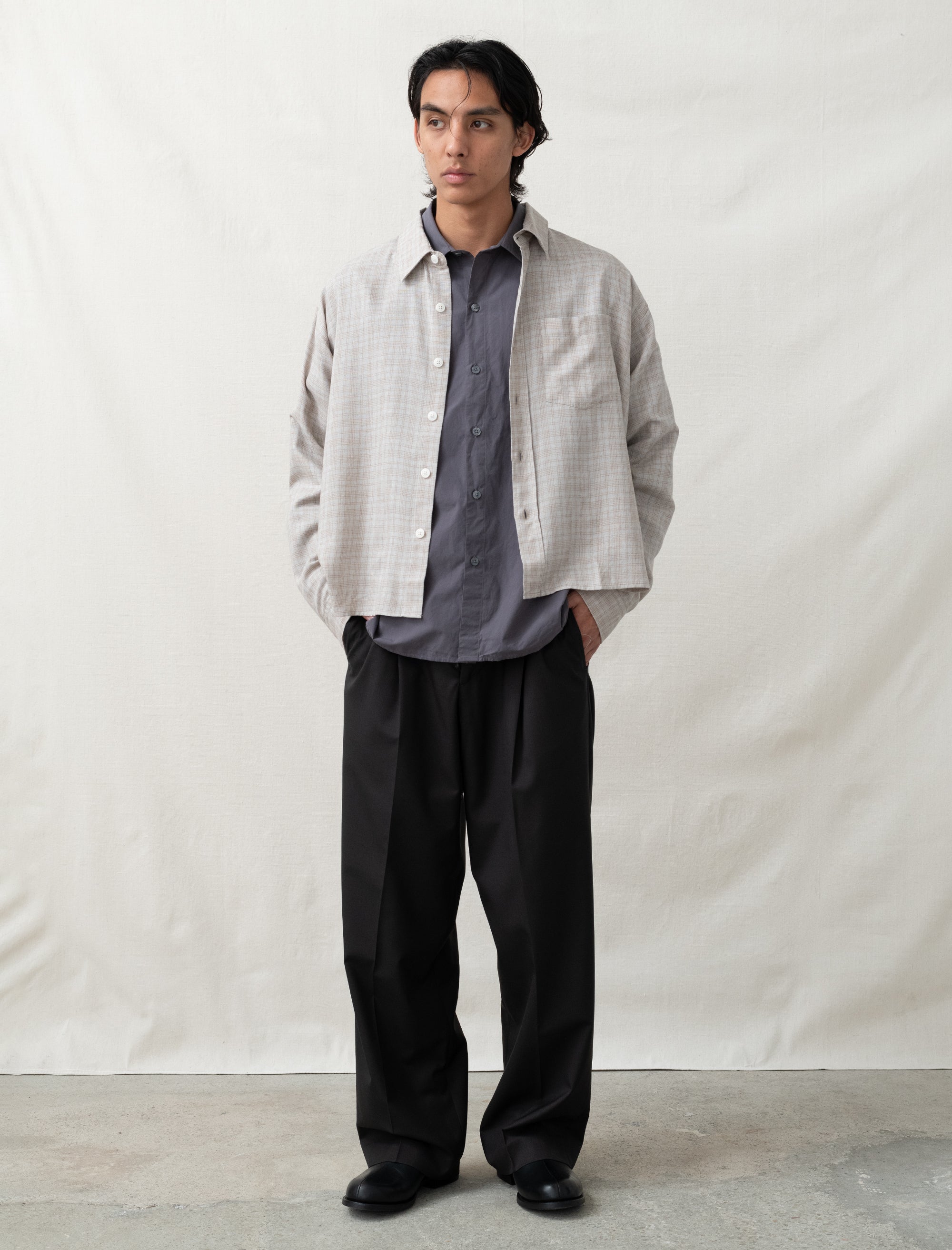 mfpen pirority shirt sepia check 