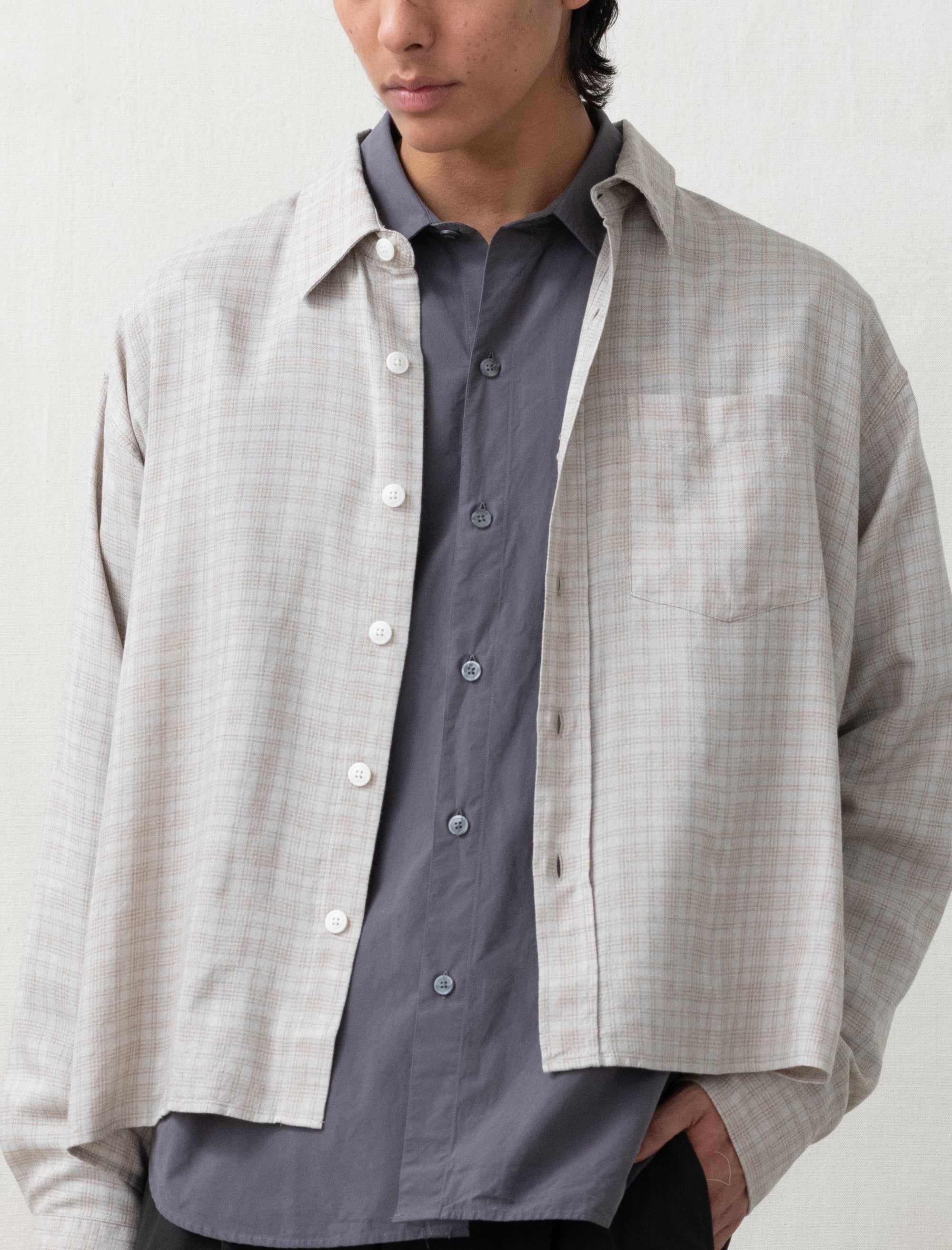 mfpen pirority shirt sepia check 