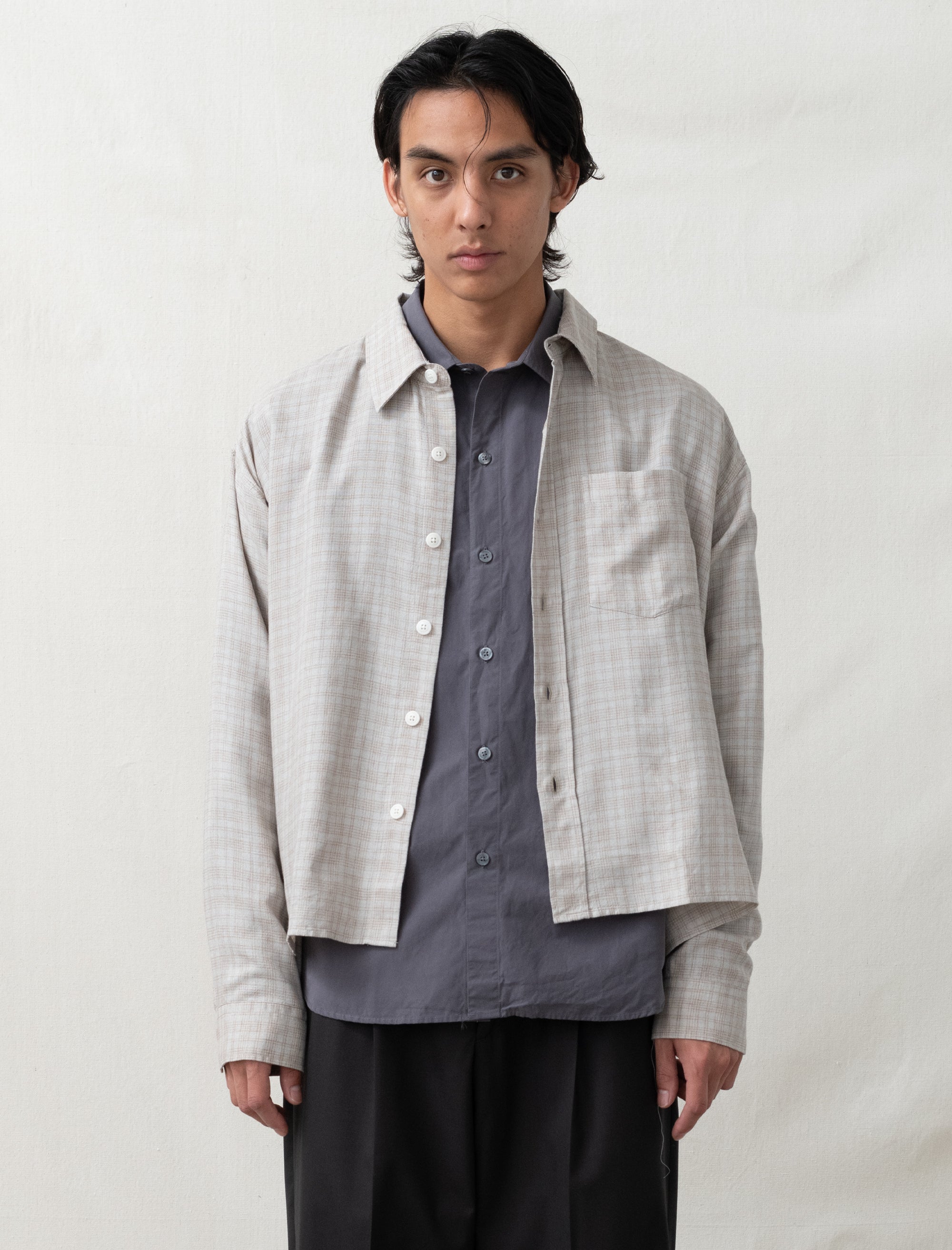 mfpen pirority shirt sepia check 