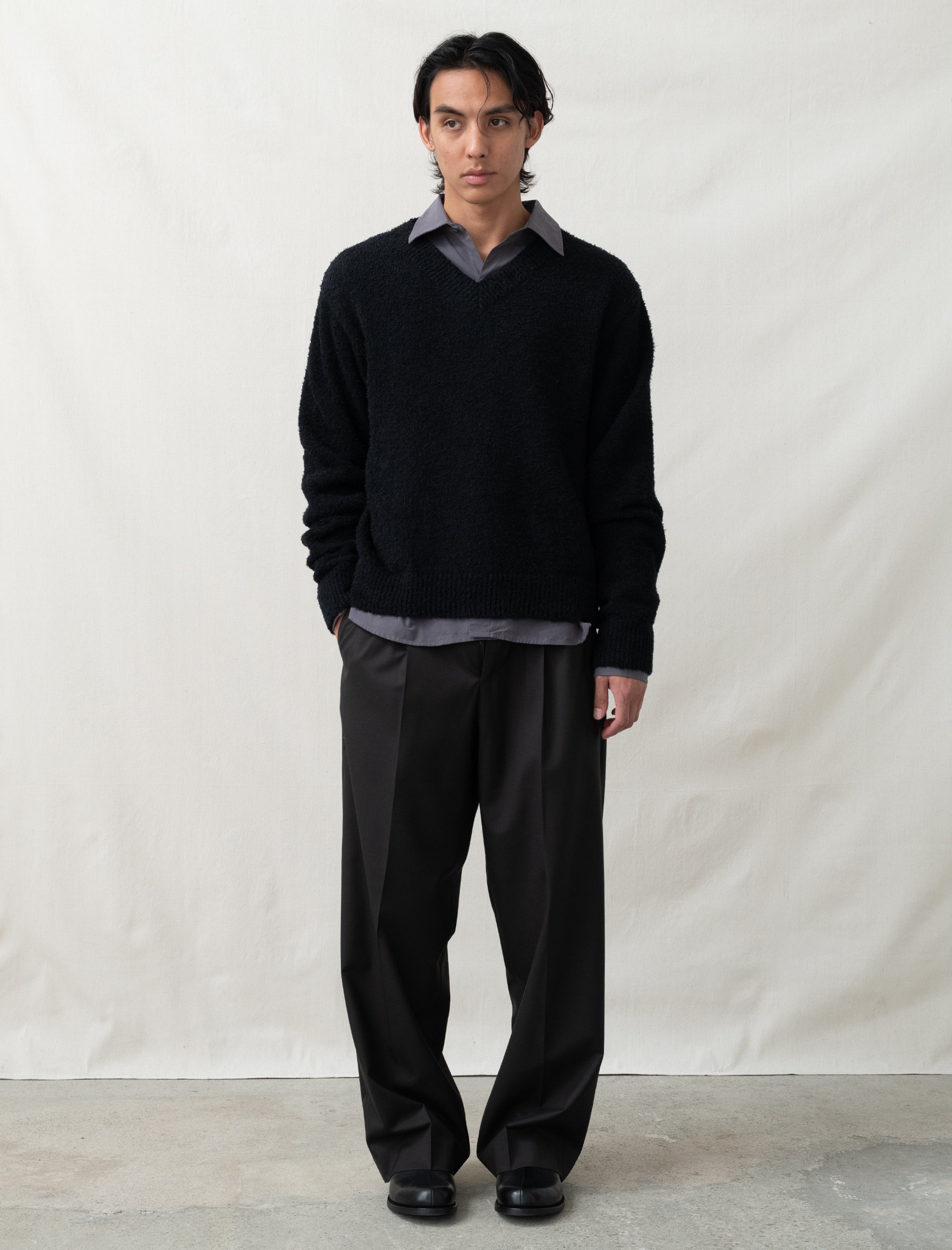 mfpen V-Neck Sweater (Furry Black) – Bows and Arrows