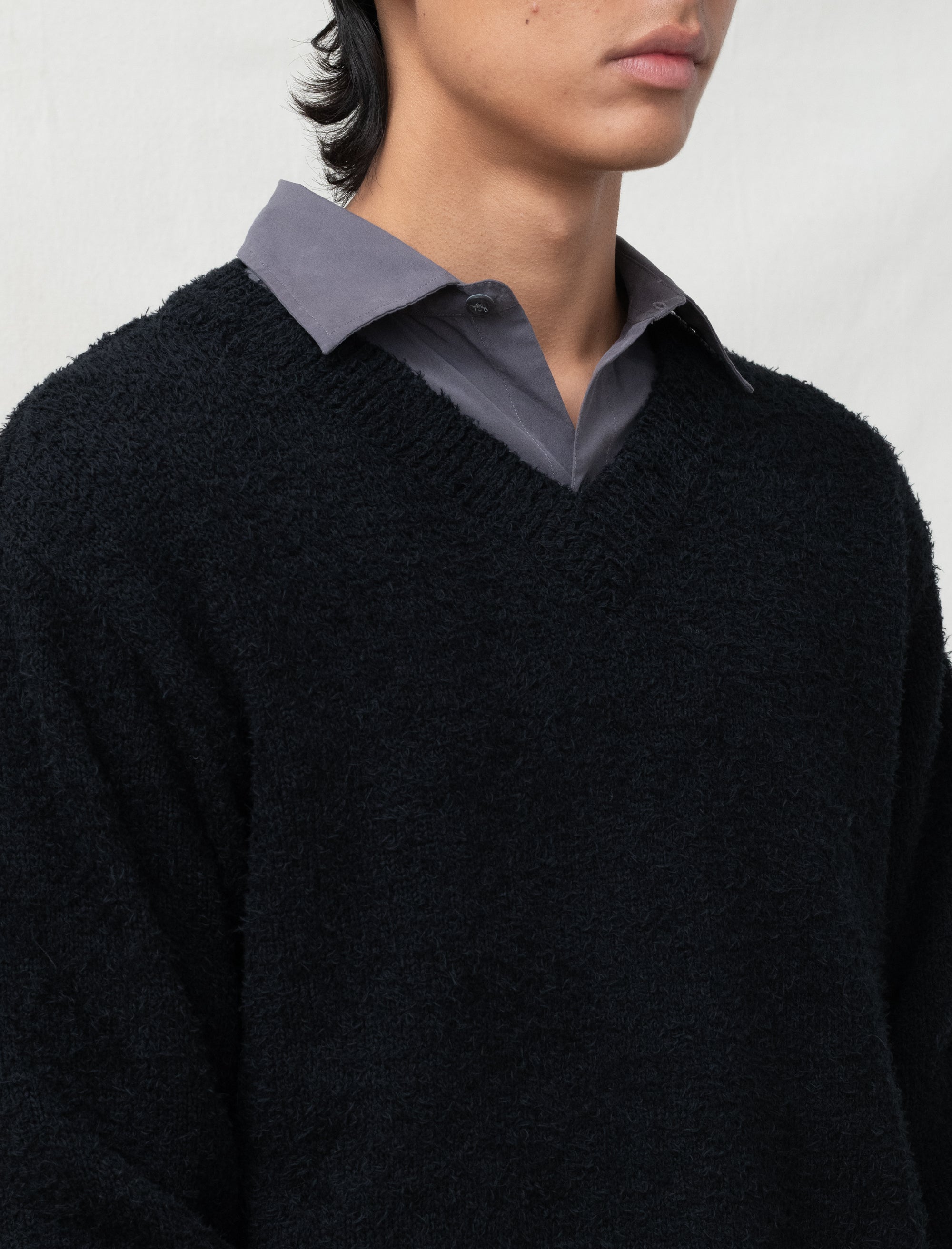 pen v-neck furry sweater